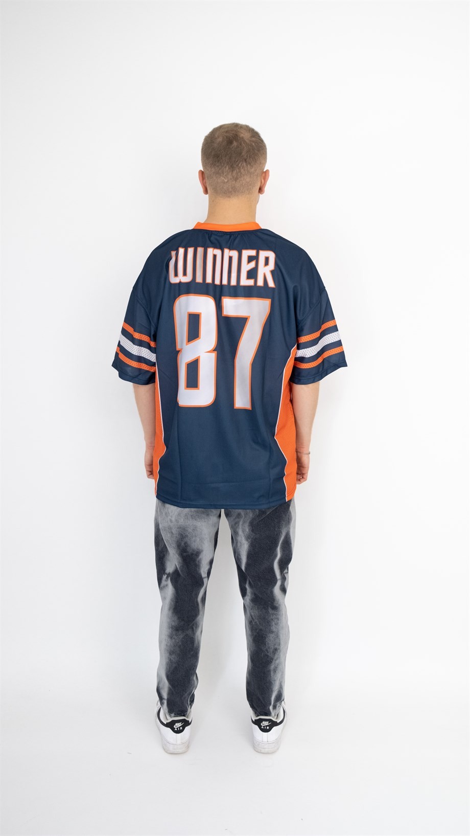 Oversize Old School Winner 87 Jersey - İNDİGO ORANJ