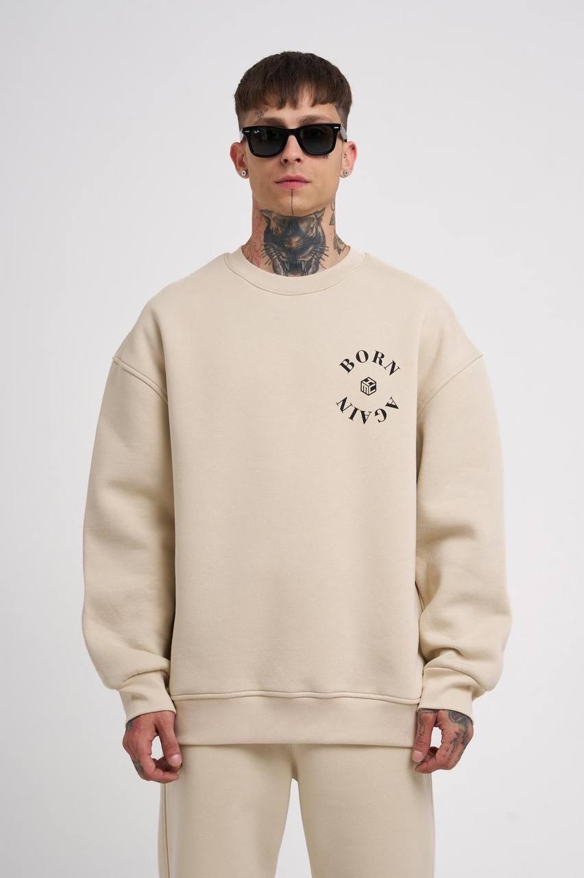 l'Am Not Basic Printed Şardonlu Sweatshirt - Bej