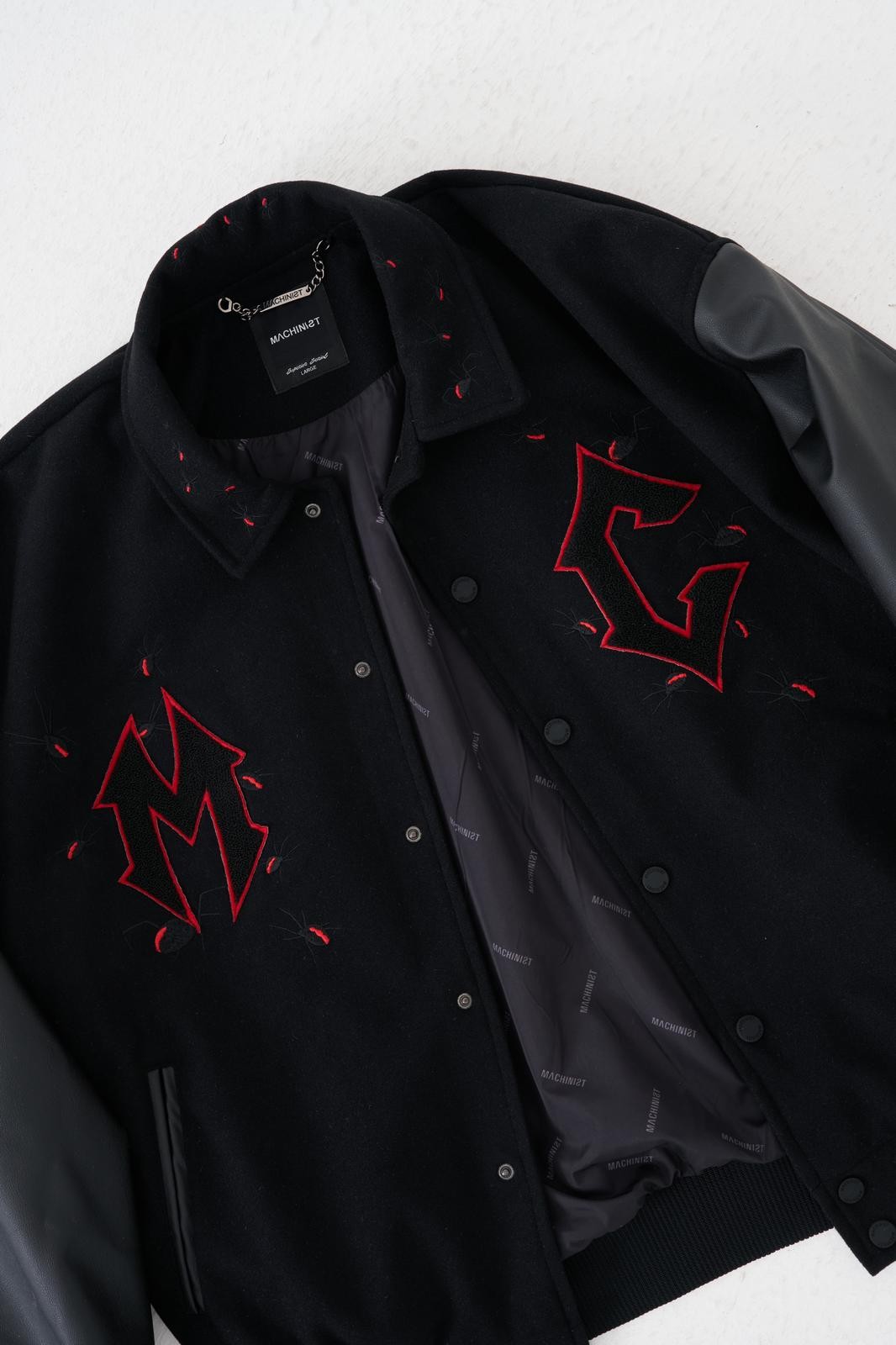 OVERSIZE SPIDER EMBROIDERY BOMBER JACKET