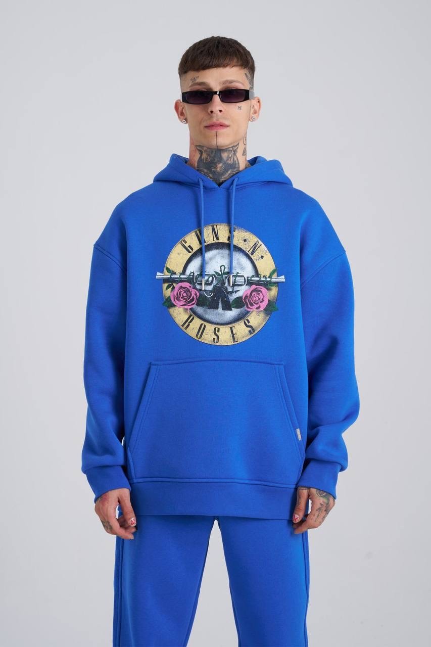 Guns Şardonlu Hoodie - Saks Mavi