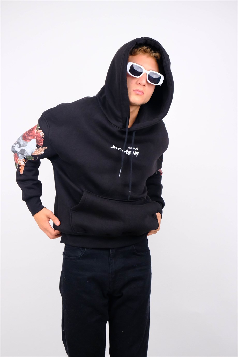 Oversize Dark Skull Hoodie Siyah