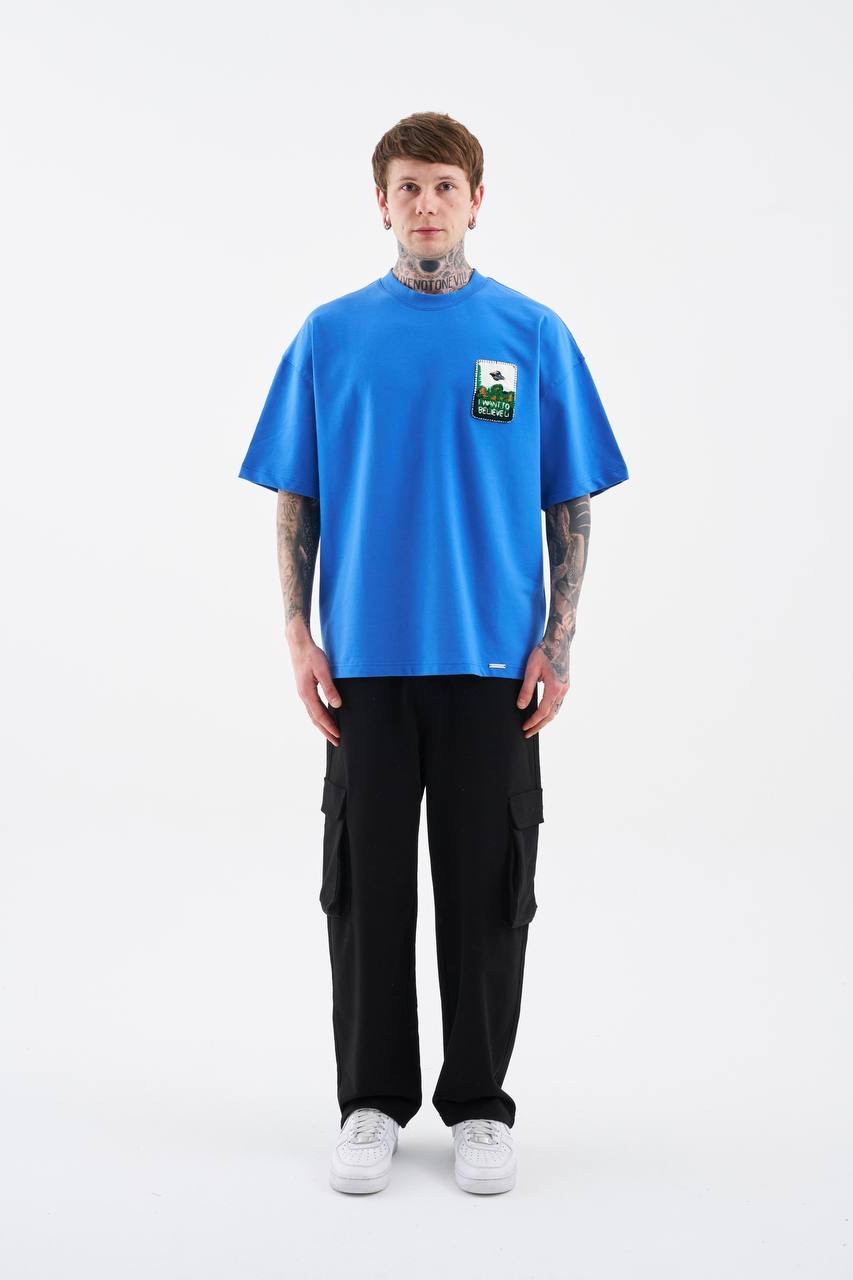 Alien Embroidery Oversize Minimal T-Shirt