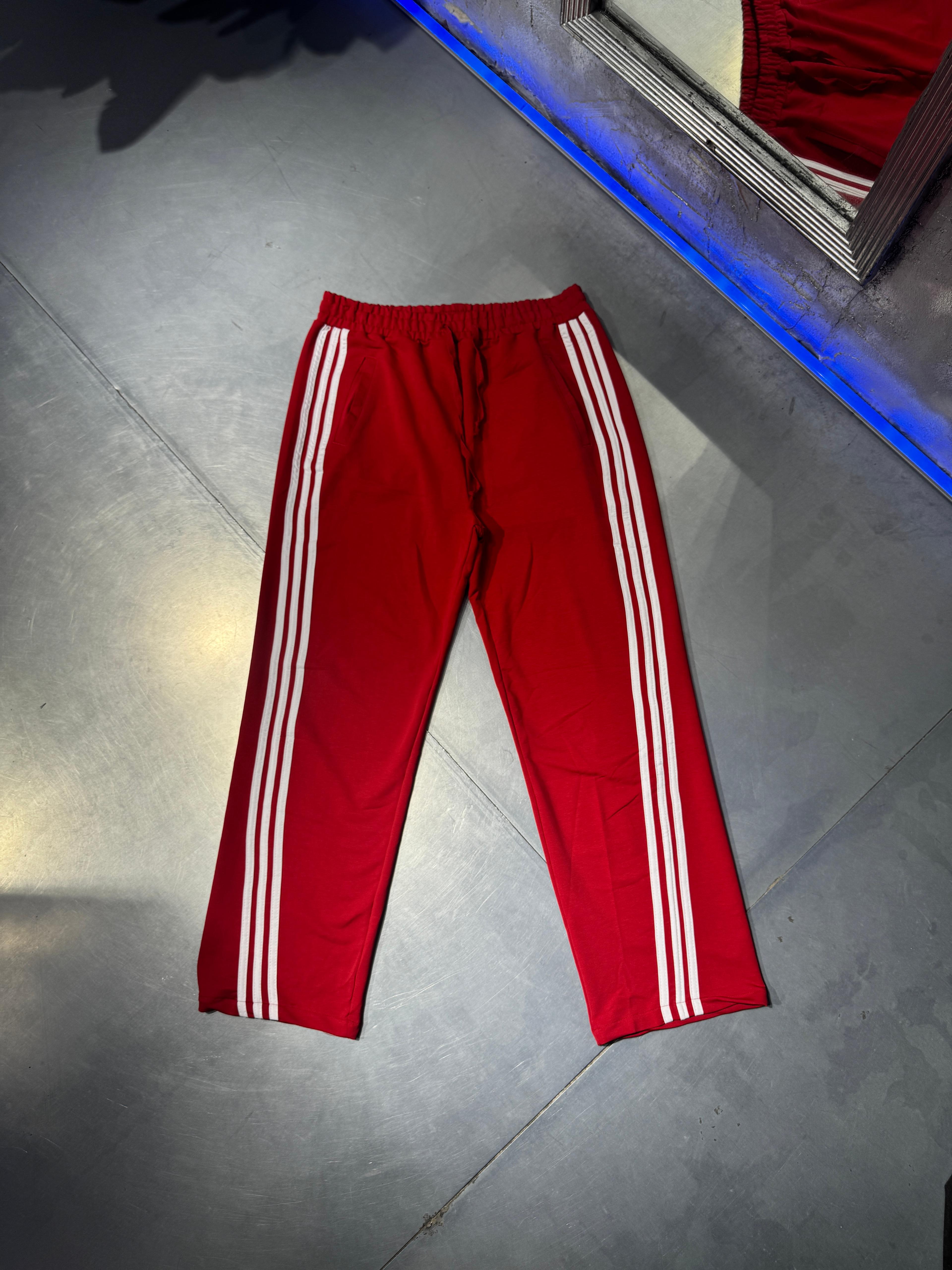 Şerit Detaylı Loose Fit Eşofman - Kırmızı