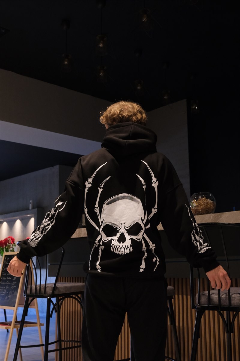 Spider Hoodie Şardonlu Siyah