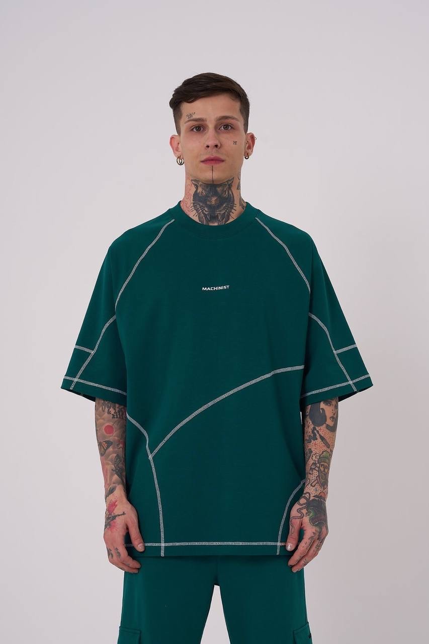Basıc Stradıe Stıtch Oversıze T-Shirt - Petrol Yeşili