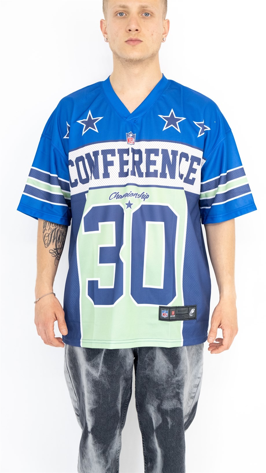 Oversize Old School Conference 30 Jersey - MAVİ