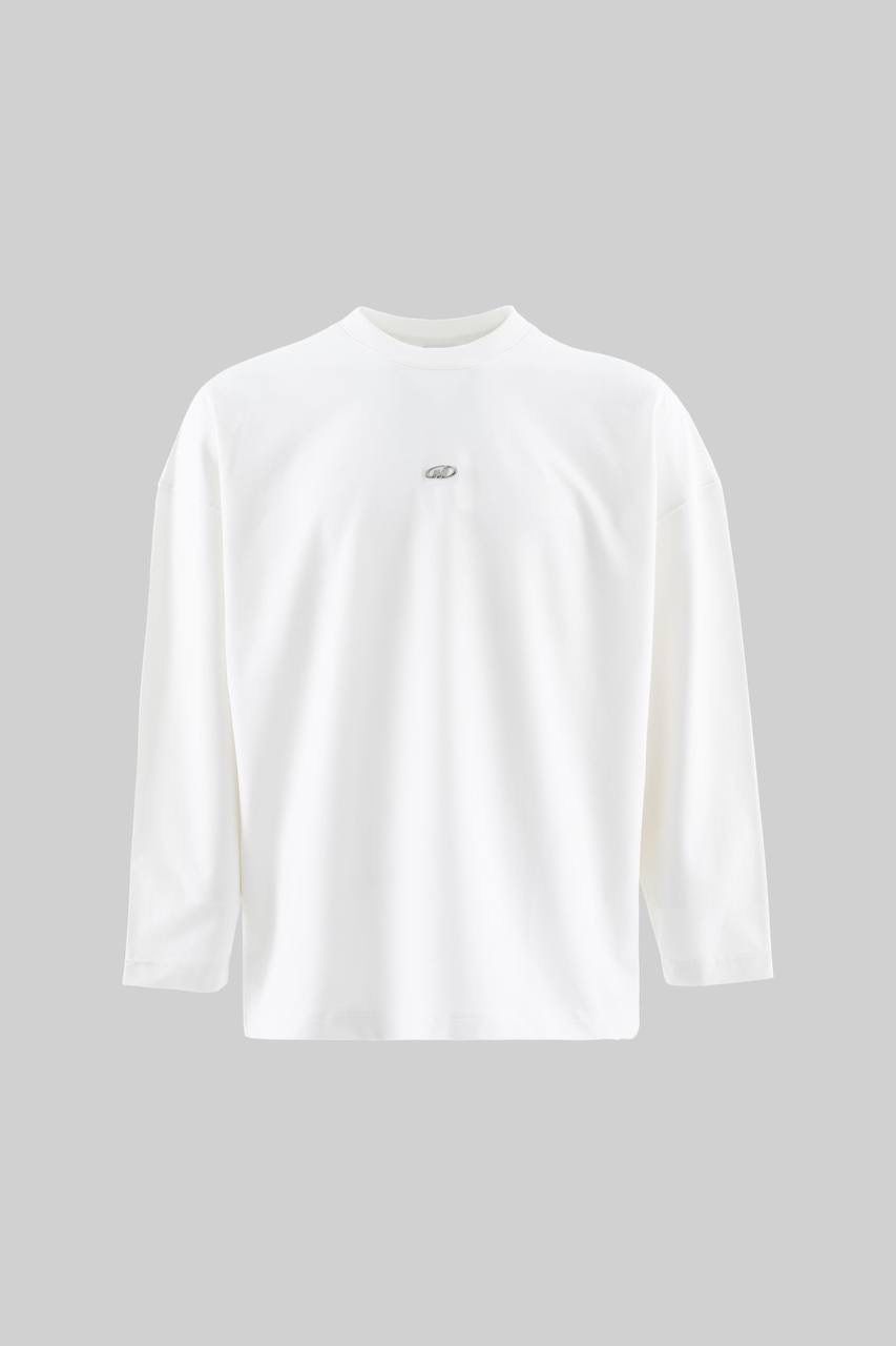 'M' Metal  Baskılı Minimal Oversize Sweatshirt - Beyaz
