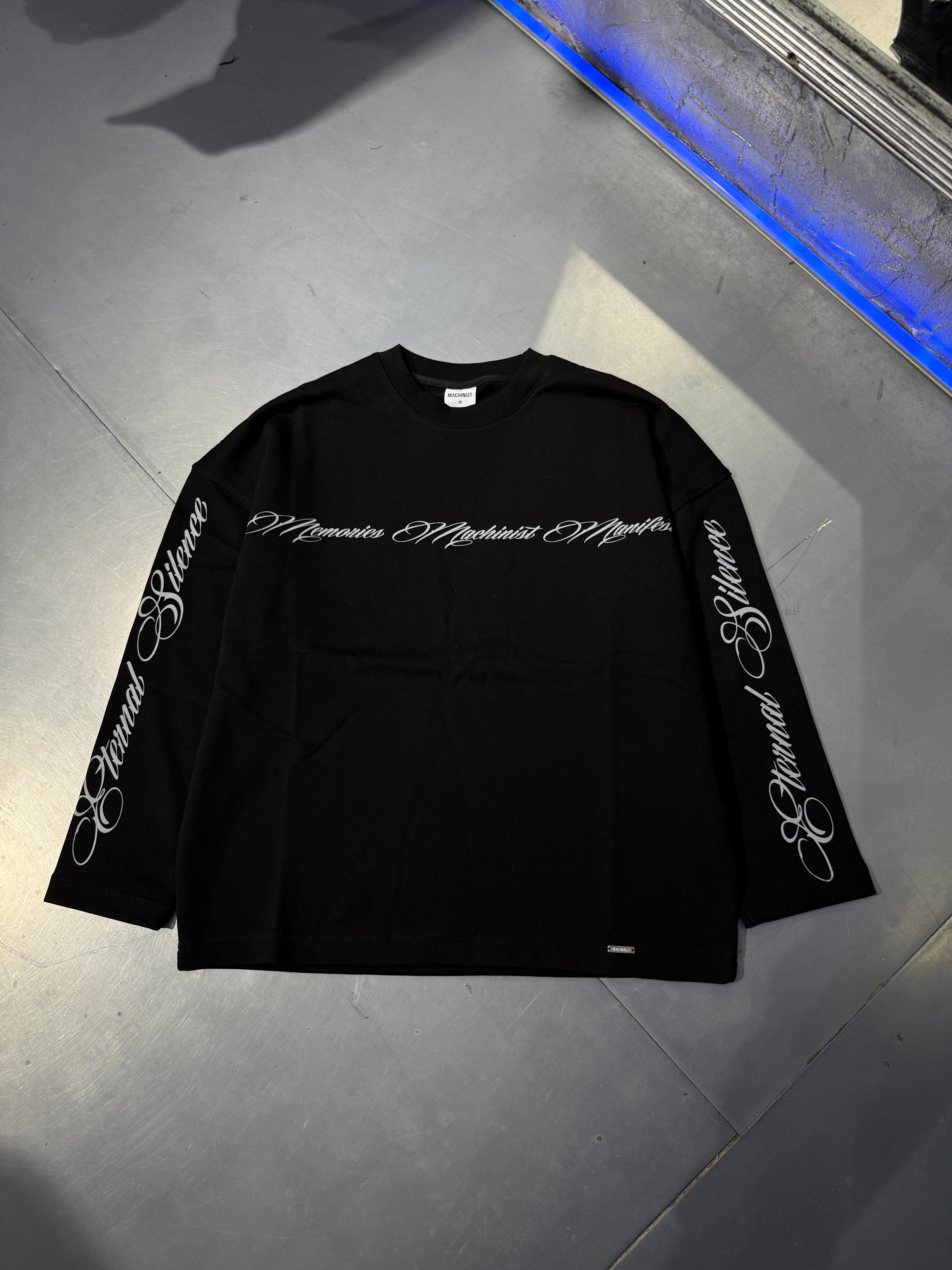 Creative Baskılı Sweatshirt Oversize - Dark Black