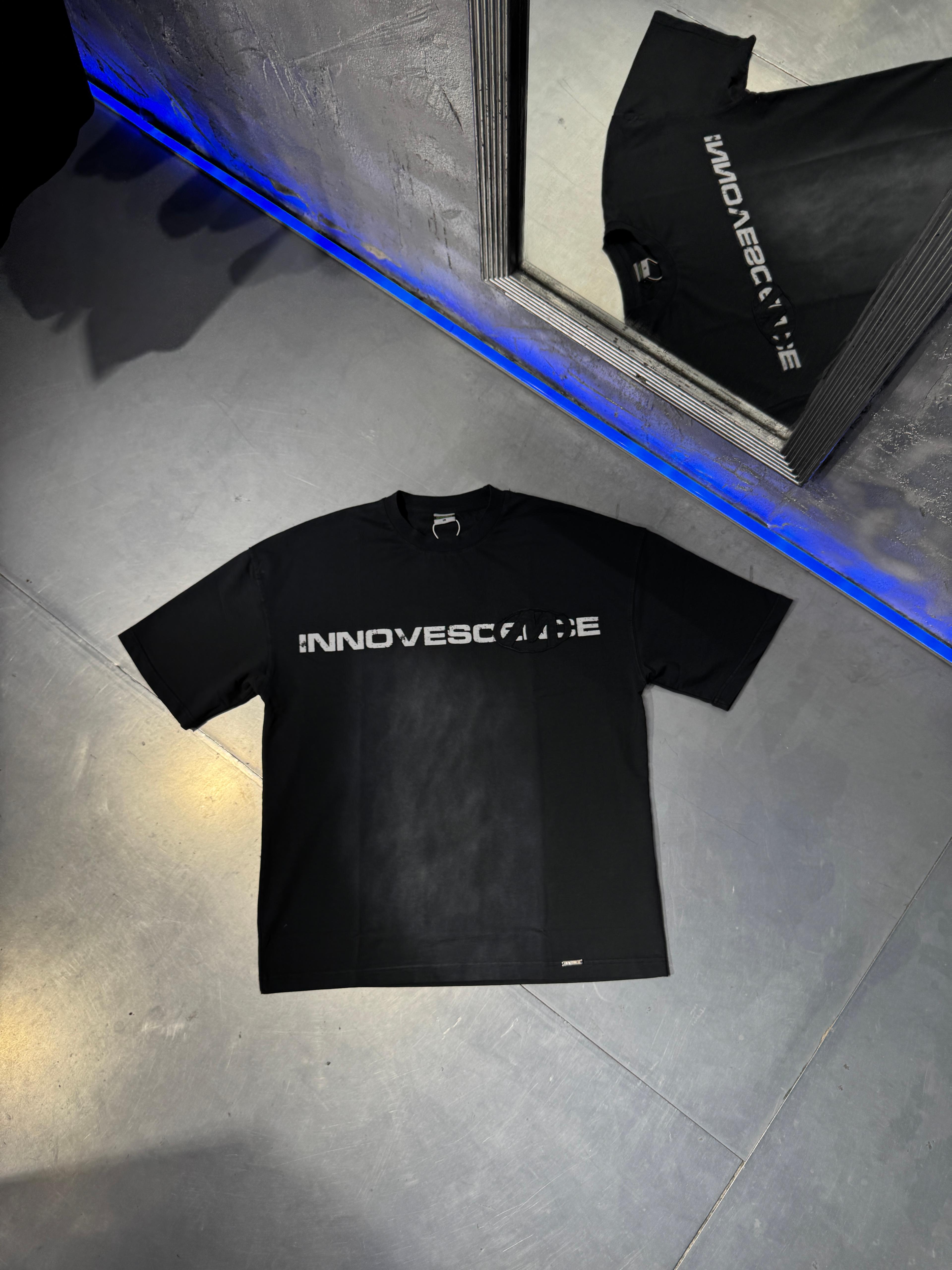 Printed And Patched Acid Wash Oversize T-Shirt