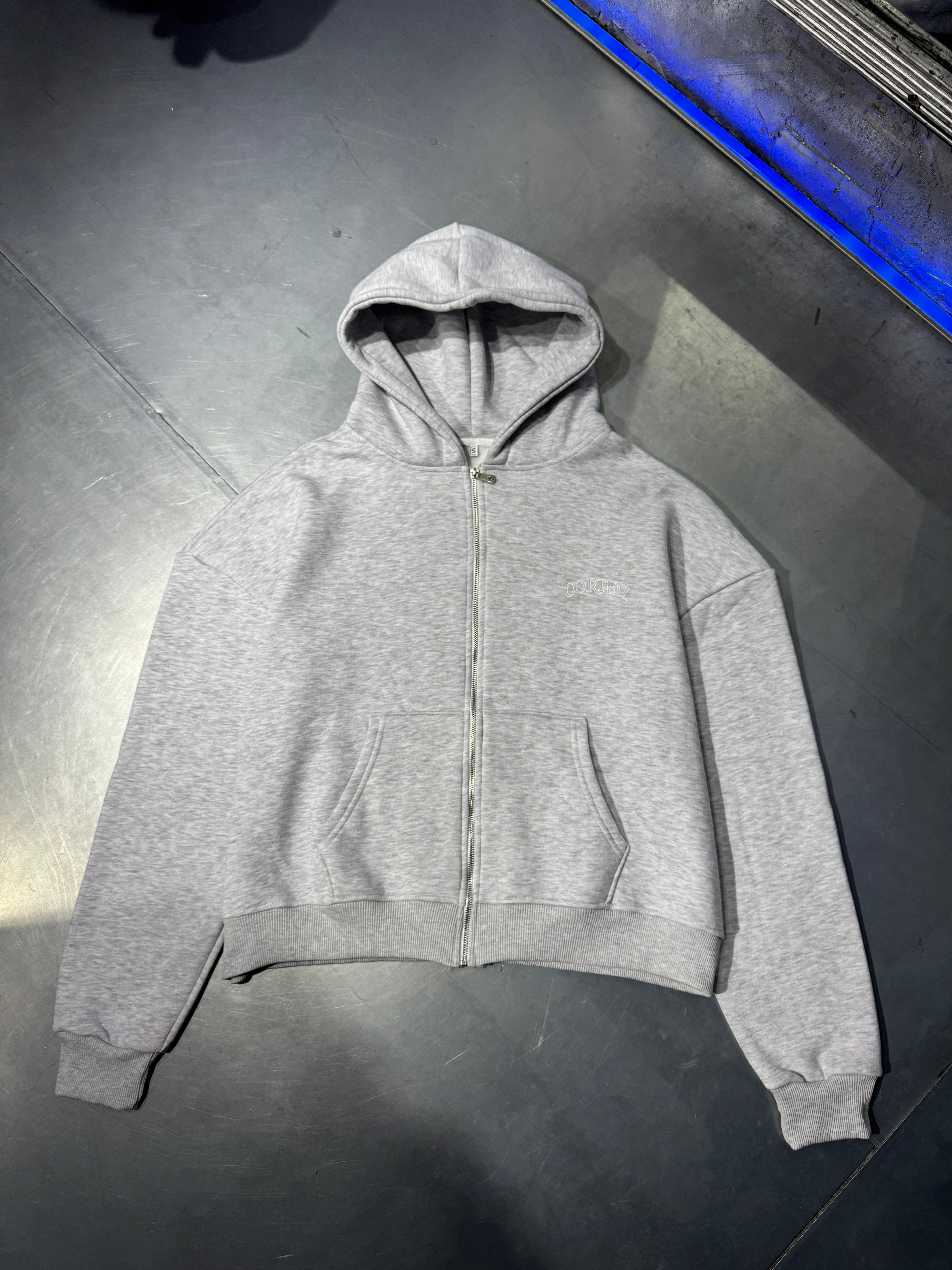 Oversize Corteiz Zip Hoodie Şardonlu - Grimenaj