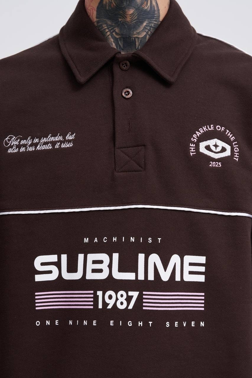 Sublime 1987 Baskılı Oversize Polo Sweatshirt