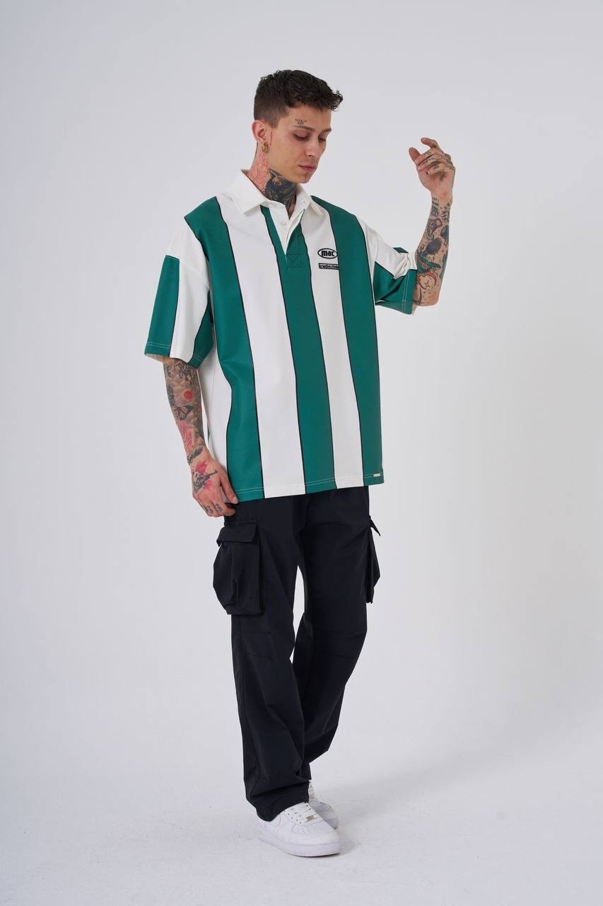 Thick Stripes Oversize Polo T-Shirt