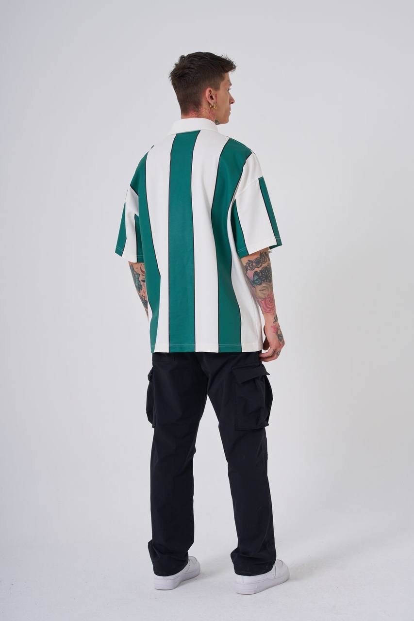Thick Stripes Oversize Polo T-Shirt