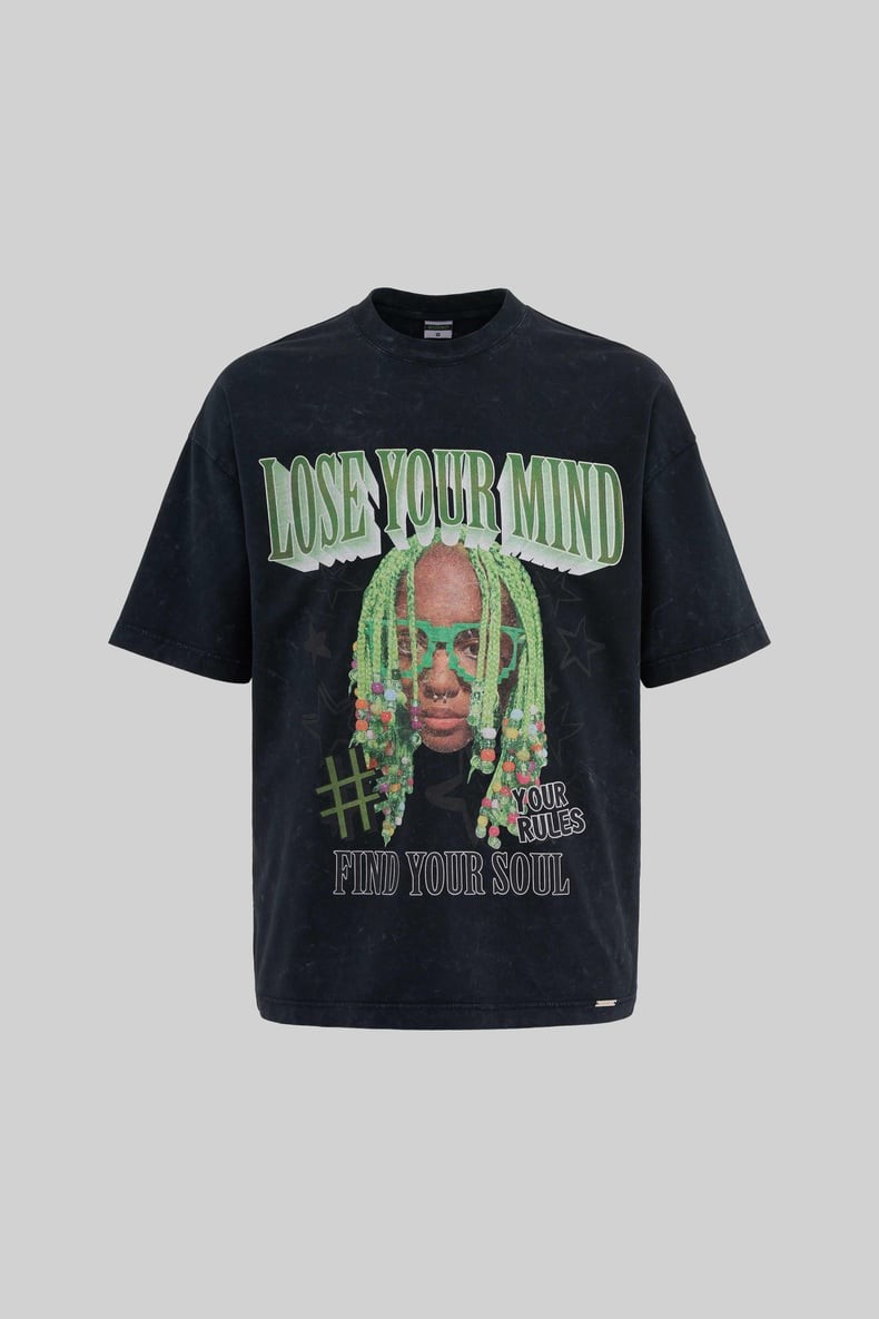 Graphic And Slogan Printed Yikamali Oversize