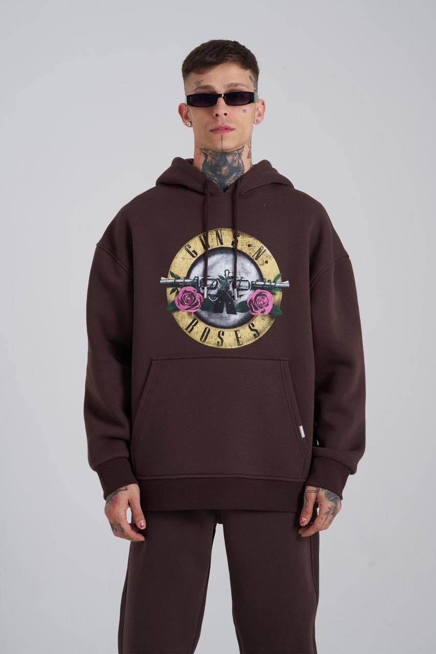 Guns Şardonlu Hoodie - Kahverengi