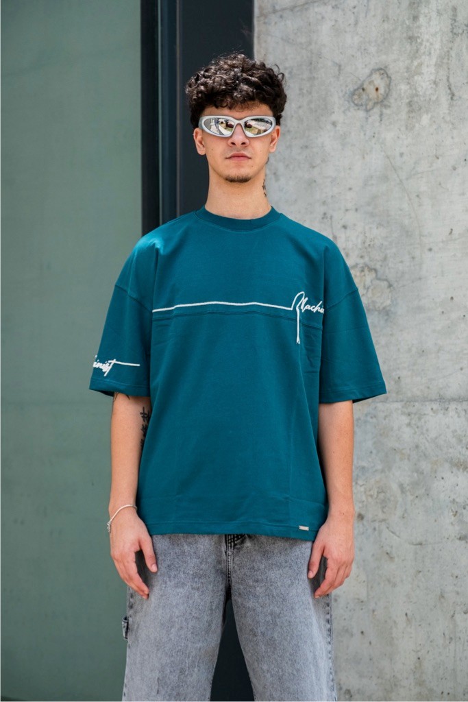 Embroidery Oversize T-Shirt - Yeşil