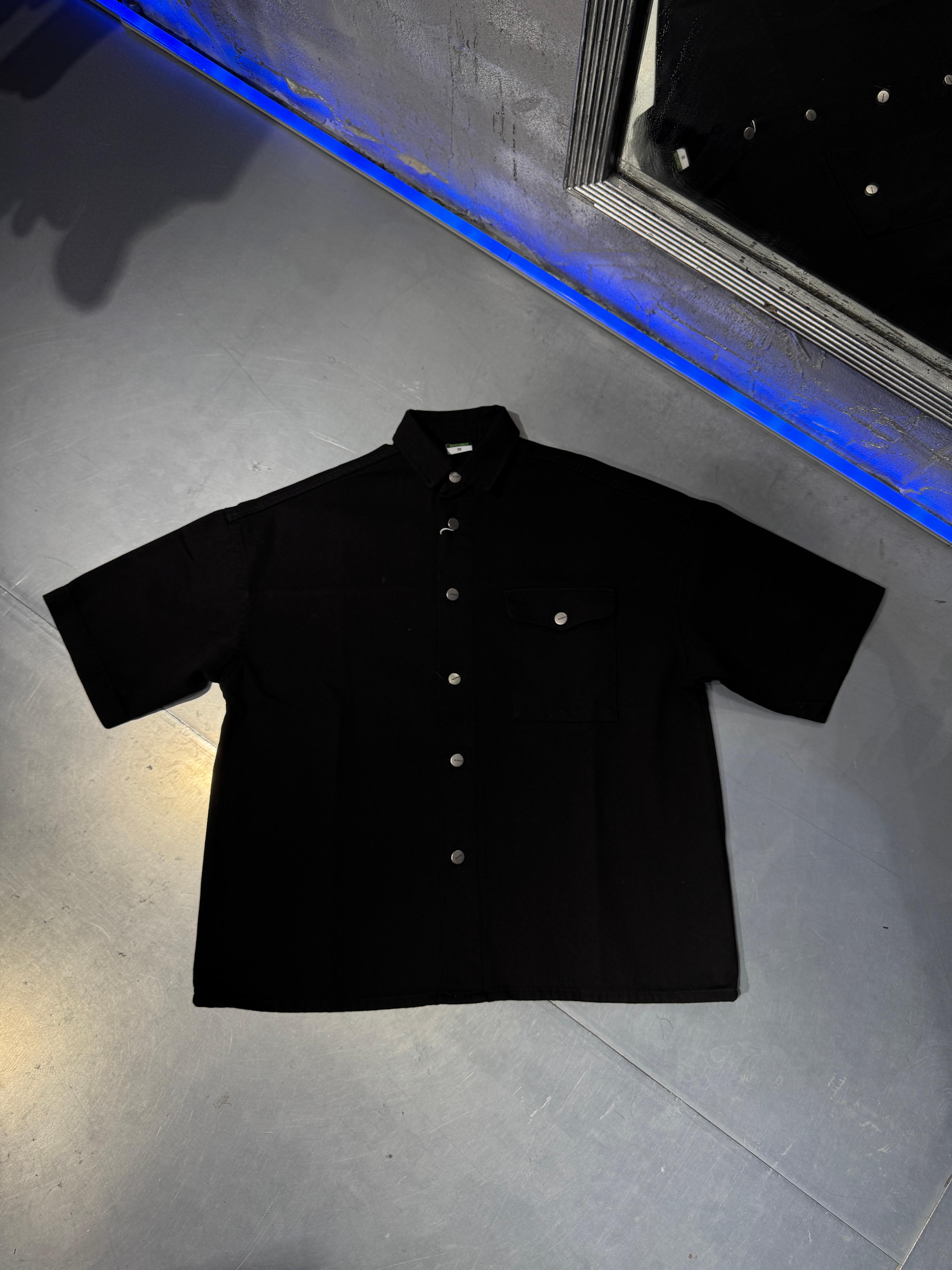 Oversize Gabardin Siyah Gömlek