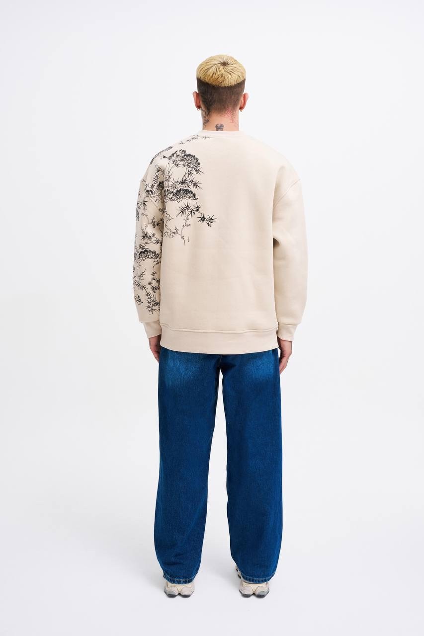 Dragon Printed Oversize Şardonlu Sweatshirt