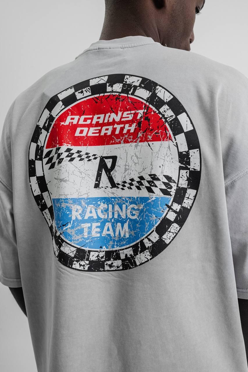 Racing Yıkamalı Oversize T-Shirt