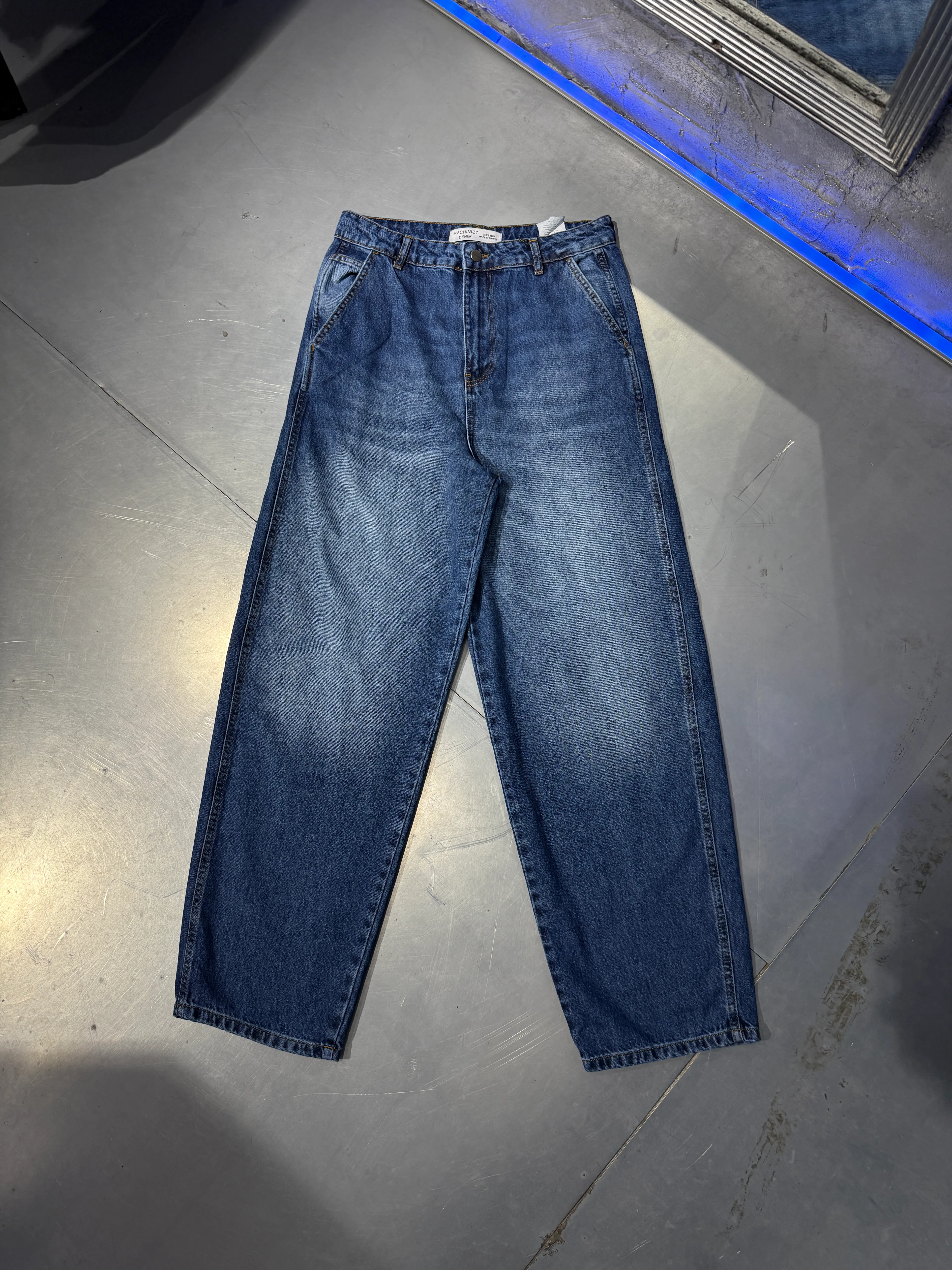 Basic Baloon Fit Jeans Effected Blue