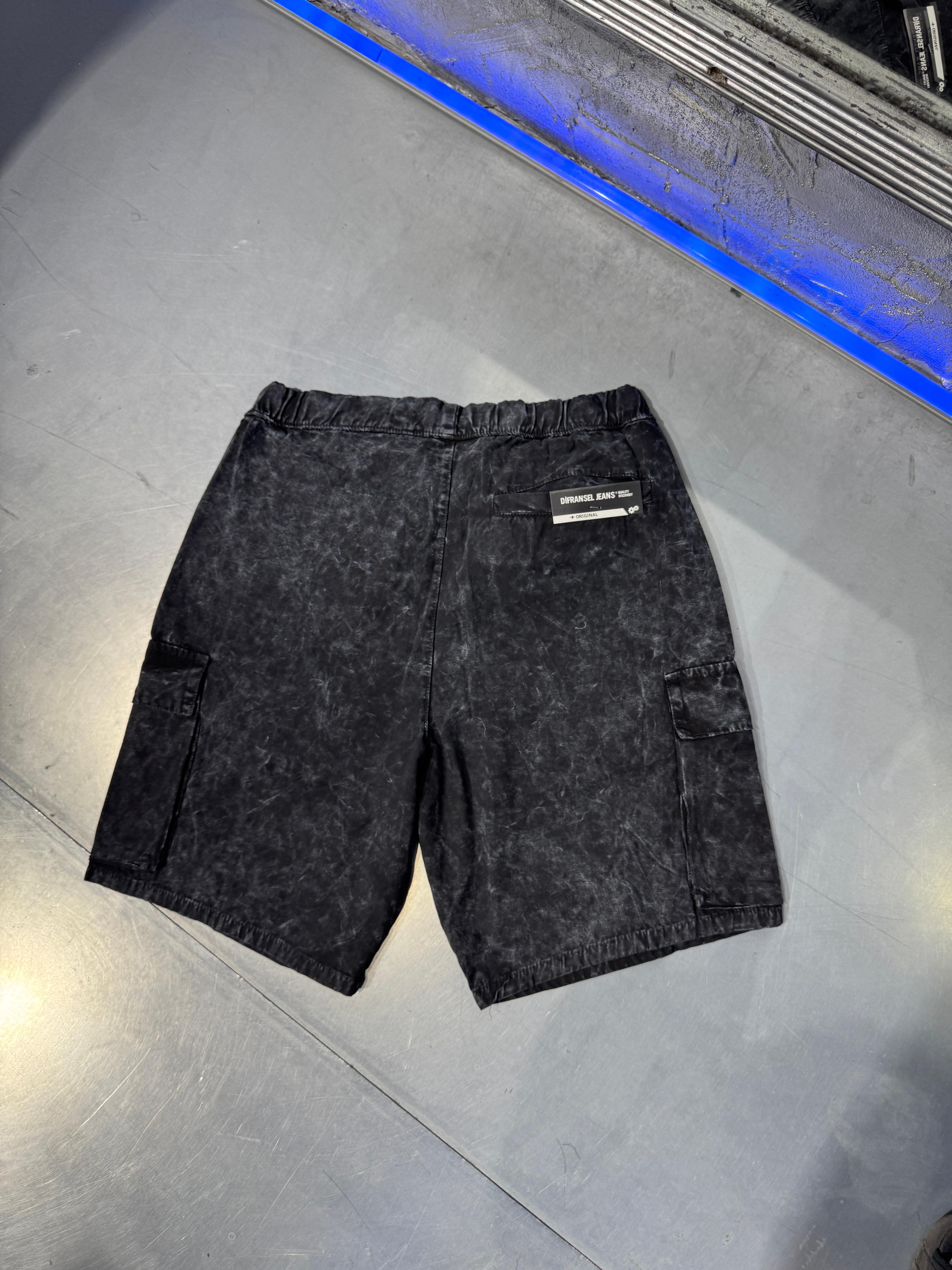 Relaxed Fit Acid Wash Kargo Şort