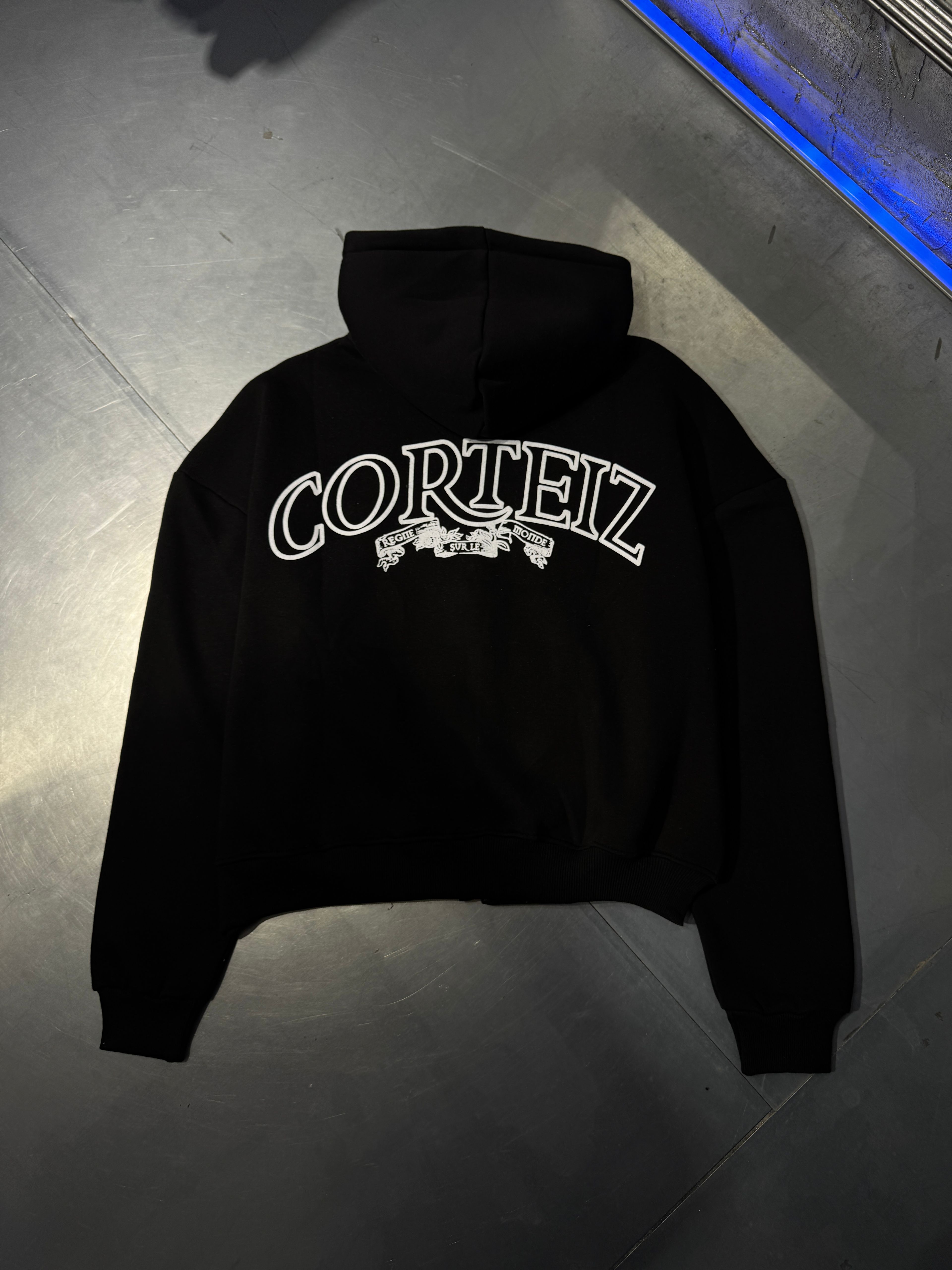 Oversize Corteiz Zip Hoodie Şardonlu