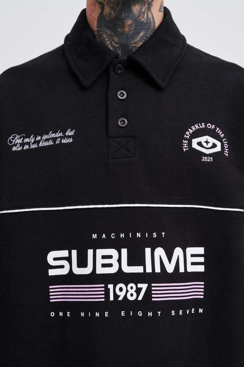 Sublime 1987 Baskılı Oversize Polo Sweatshirt
