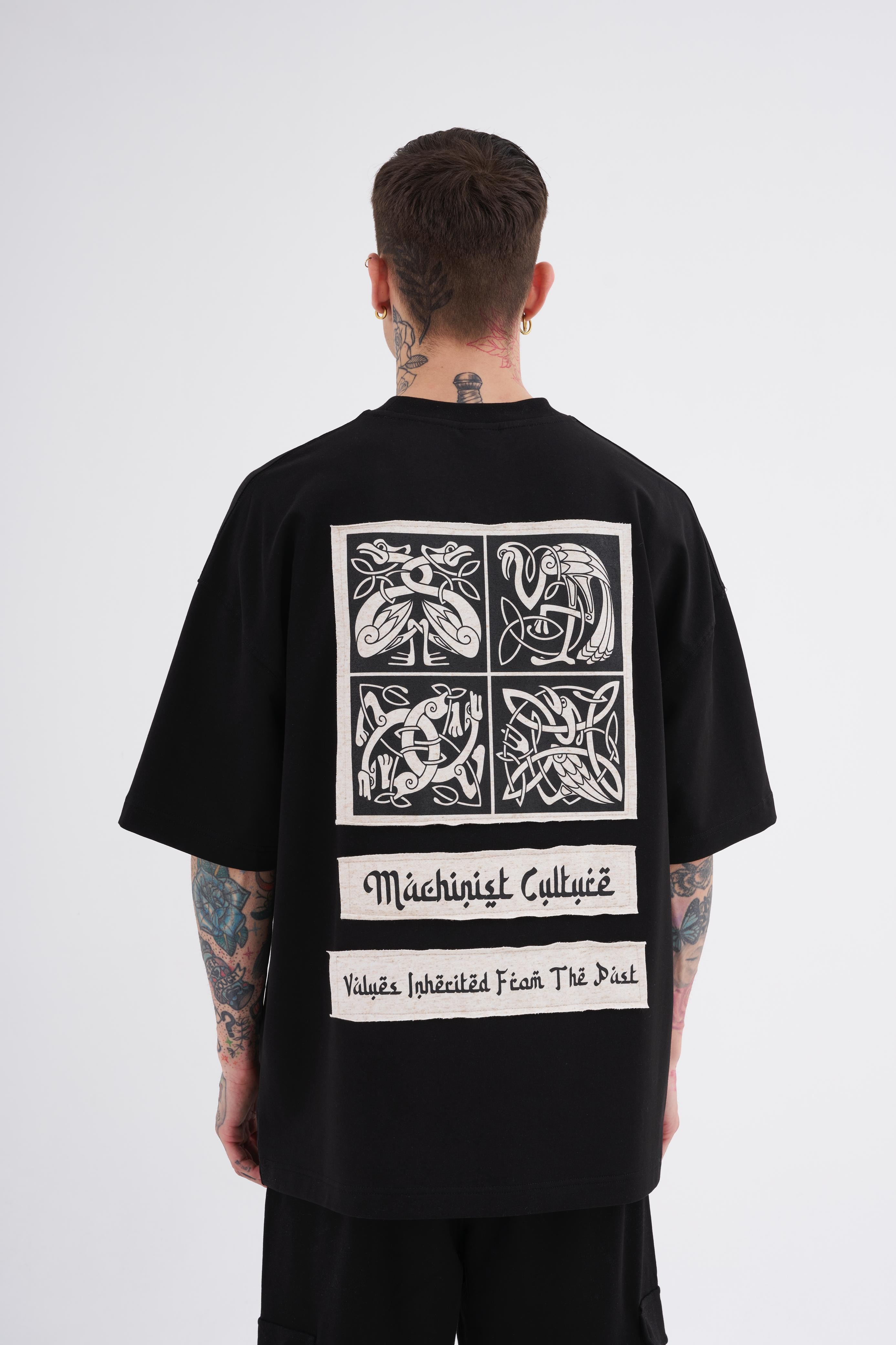 Ethnic Print and Applique Oversize T-Shirt