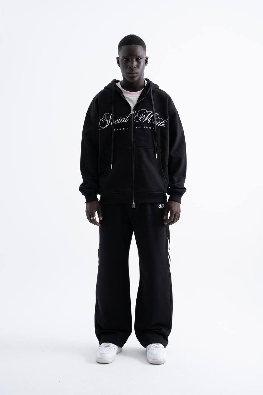 Social Mode Printed Zip Hoodie
