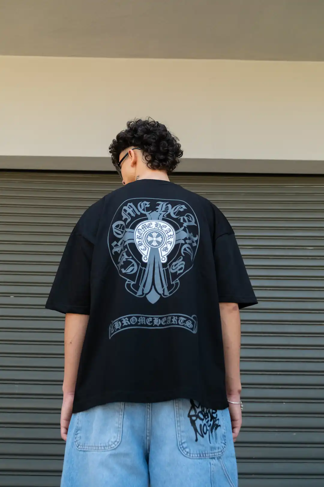 トップス CHROME HEARTS Chrome Hearts Horseshoe Floral Cross Sleeve Zip Up Hoodie Black