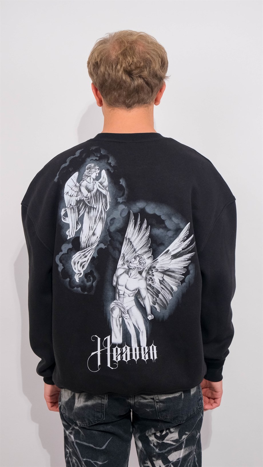 Heaven Şardonlu (Pamuklu) Sweatshirt Siyah