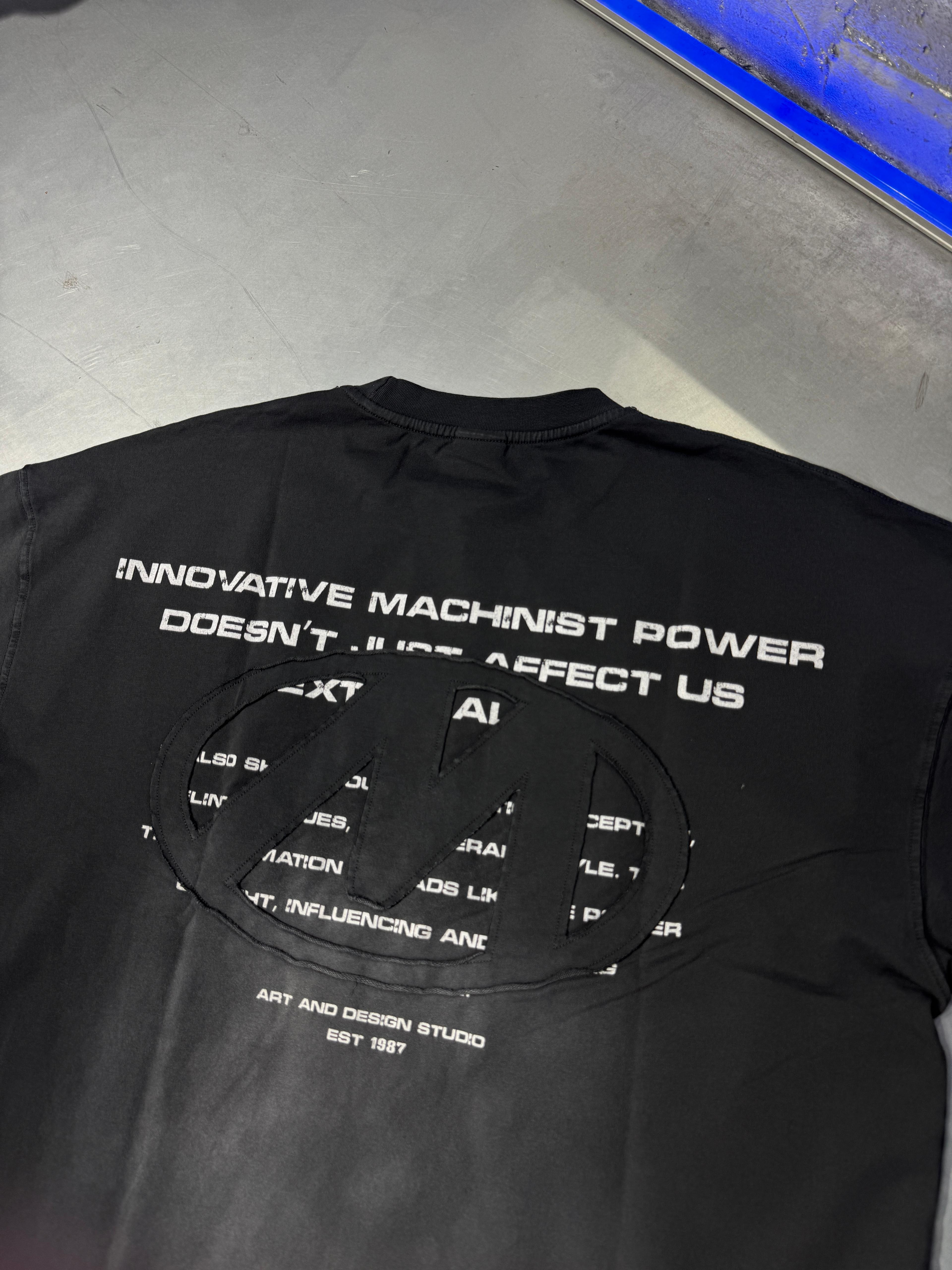 Printed And Patched Acid Wash Oversize T-Shirt