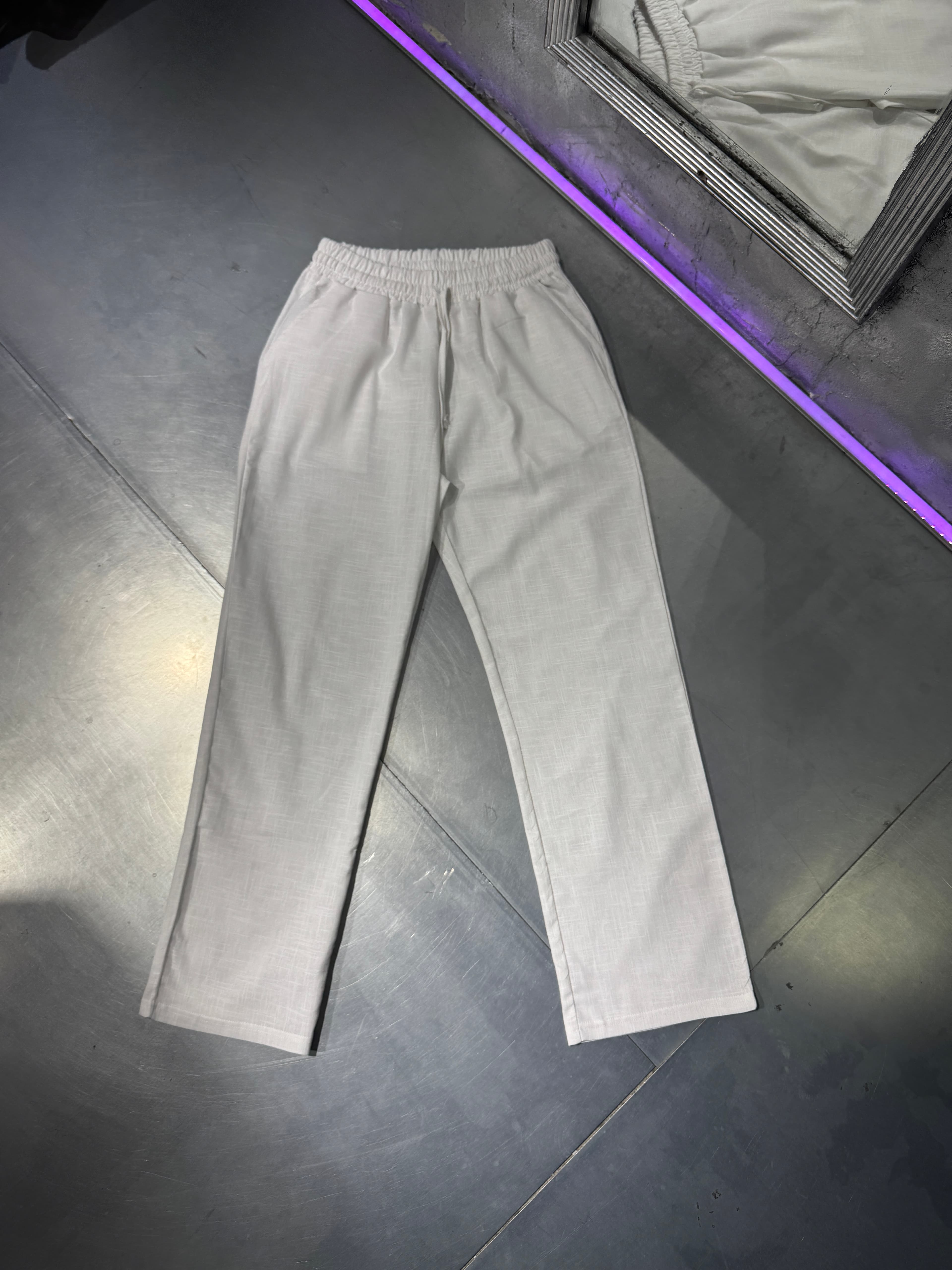 Old Money Basic Keten Baggy Pants