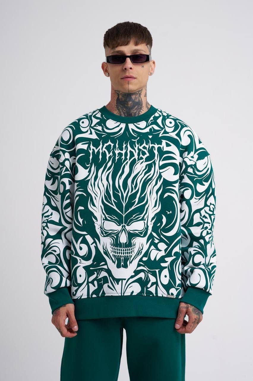 Ethnical Skull Sweatshirt - Petrol Yeşili