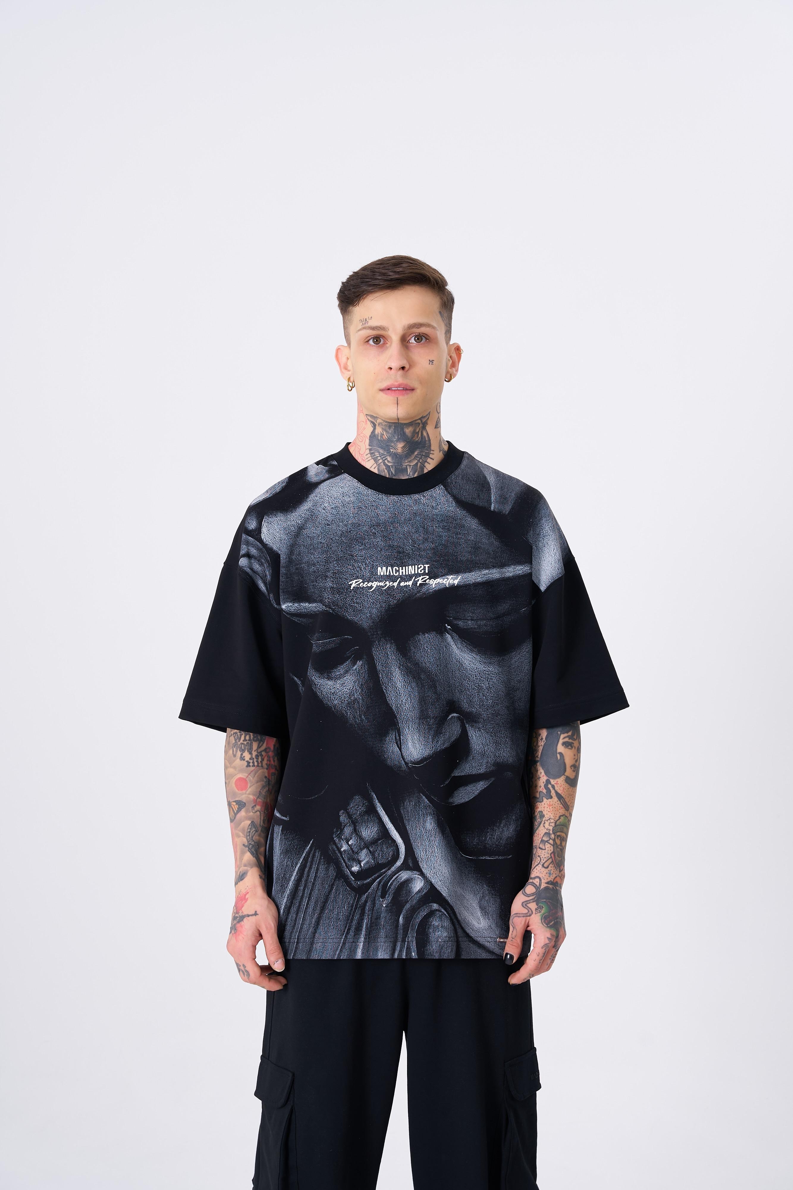 Recognized and Respected Oversize T-Shirt - Siyah