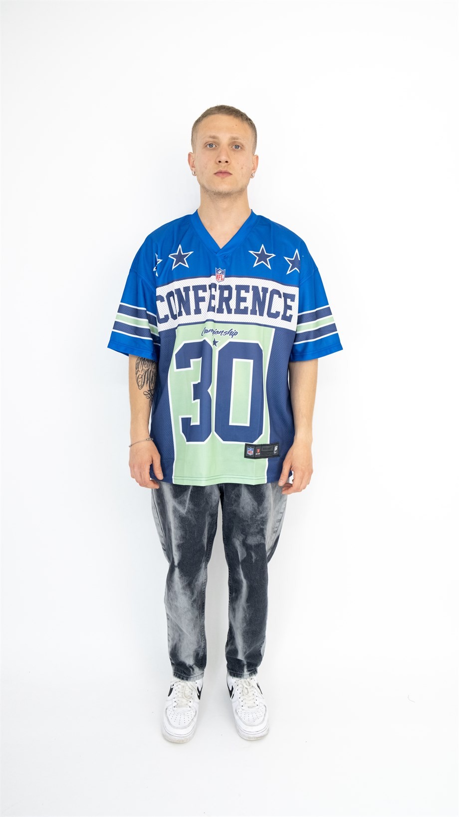 Oversize Old School Conference 30 Jersey - MAVİ