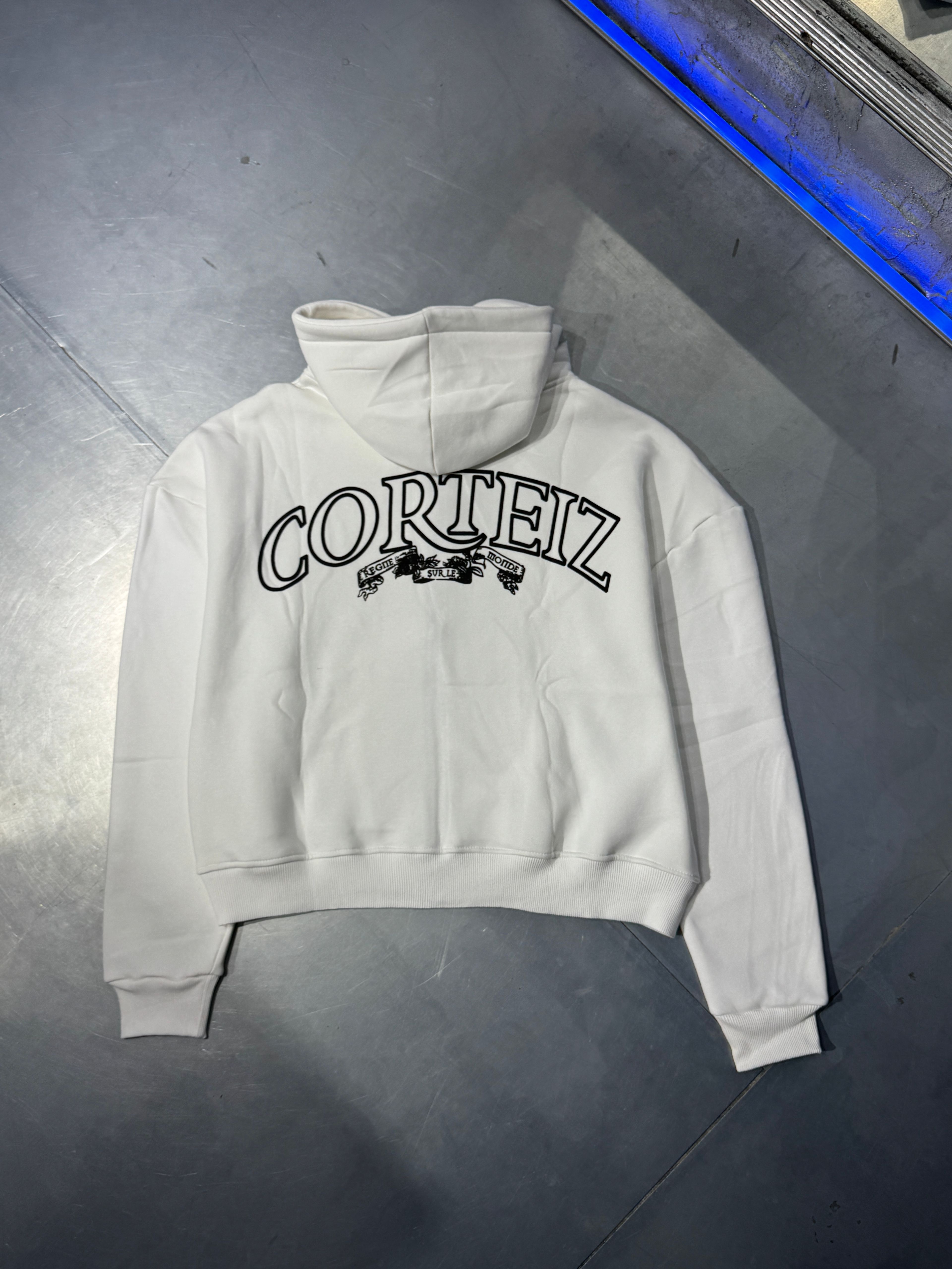 Oversize Corteiz Zip Hoodie Şardonlu