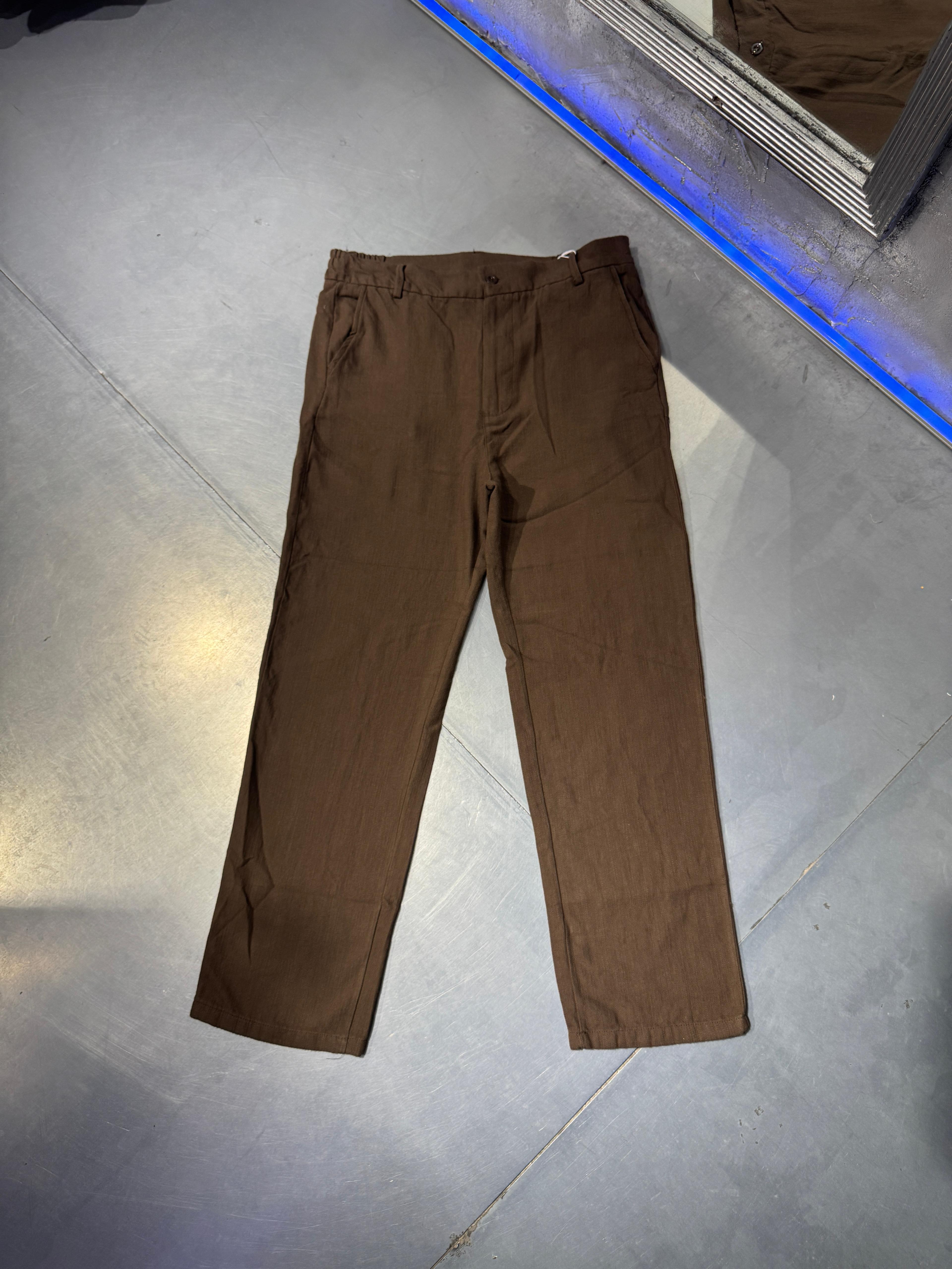 Premium Baggy Keten Pantolon - Coffee