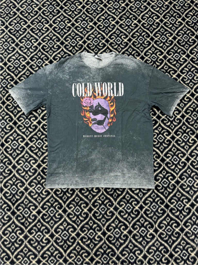 Cold World Acid Wash T-Shirt - Siyah