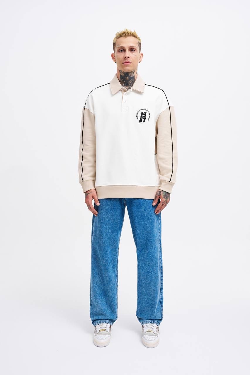 Elegant Outfit Polo Sweatshirt - Bej