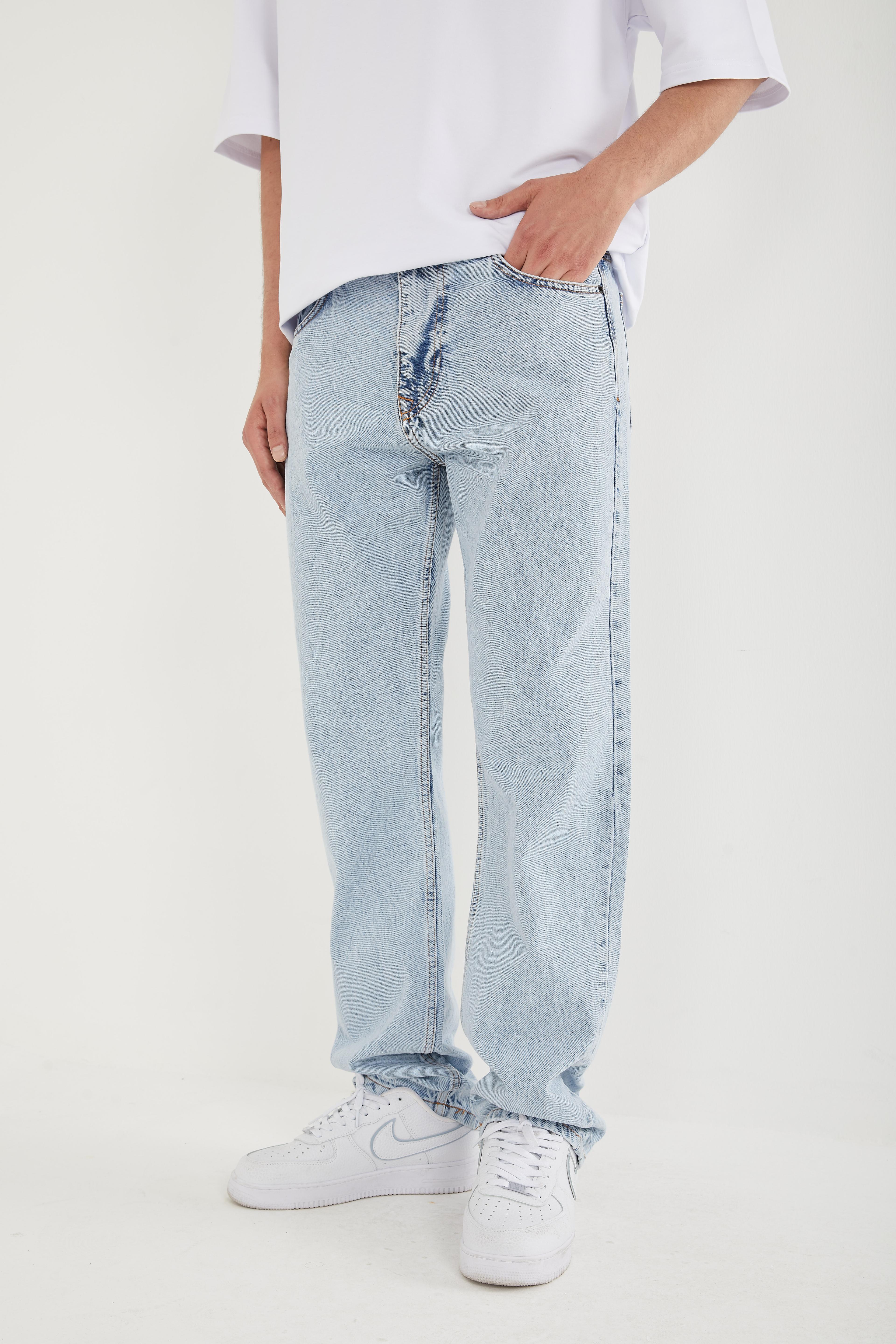 Loose Fit Basic Pantolon - Ice Blue