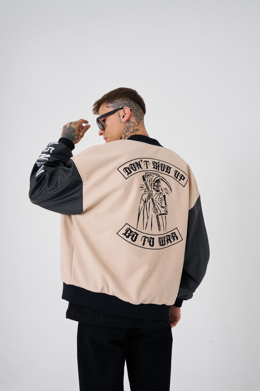 OVERSIZE THE REAPER EMBROIDERY BOMBER JACKET - Space Gri