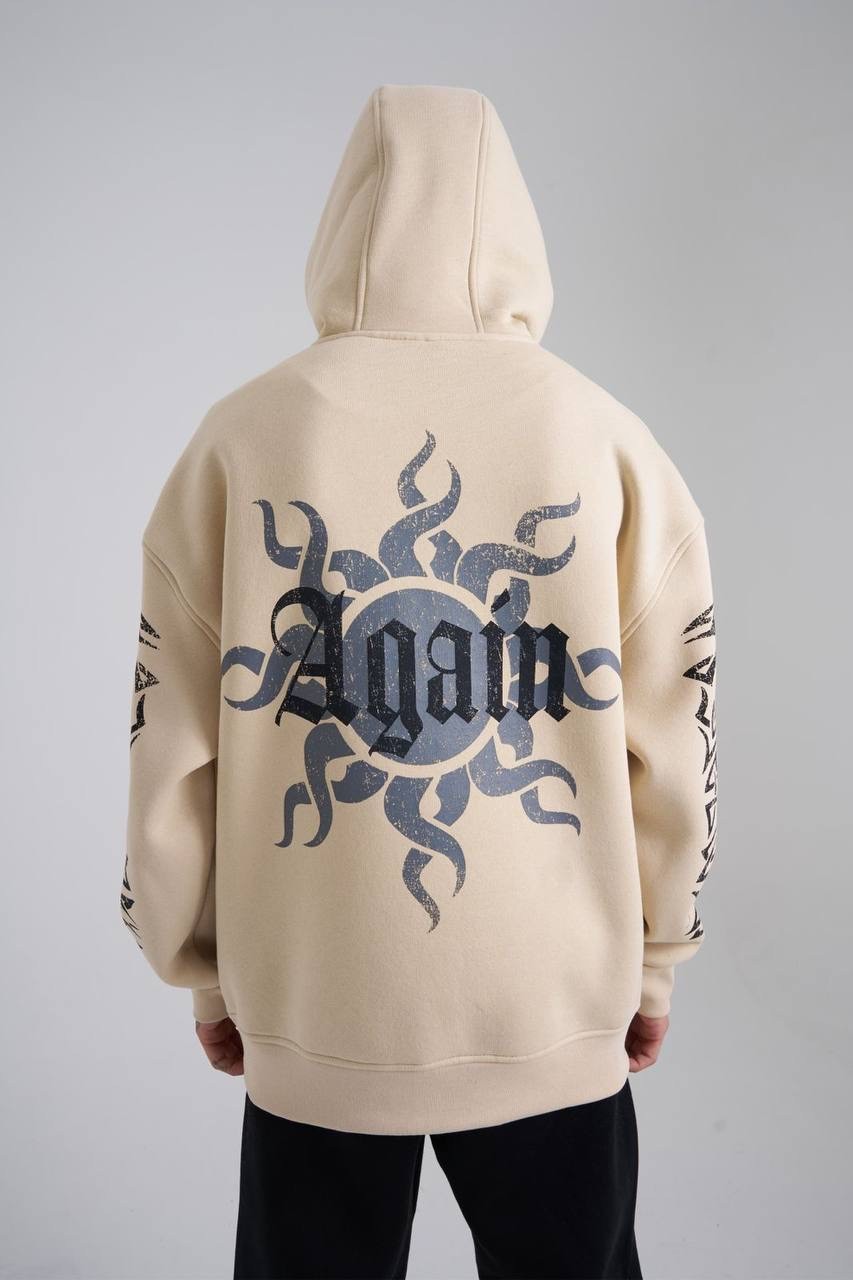 Ethnic Born Again Şardonlu Hoodie - Bej