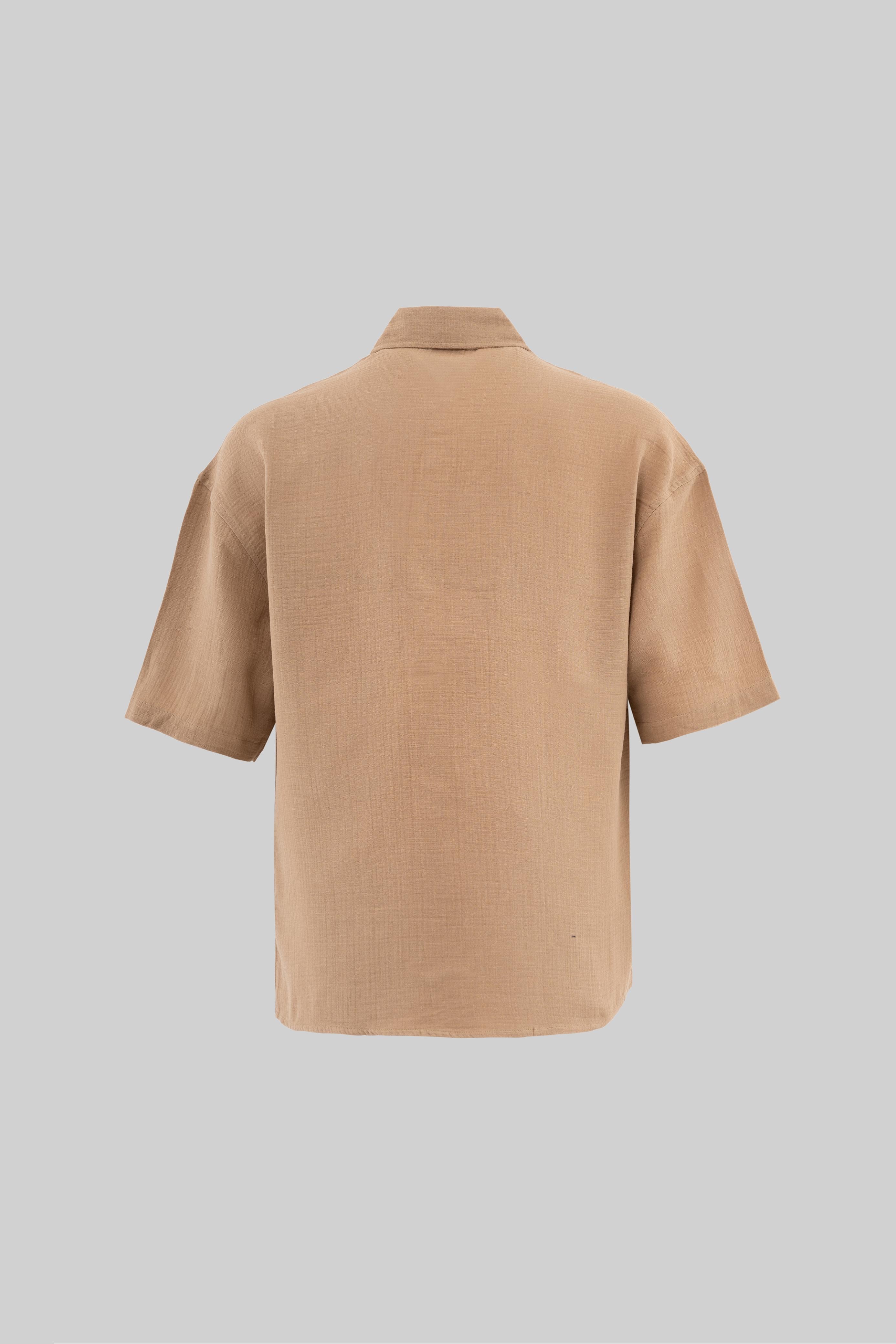 Oversize Basic Cotton Gömlek - Camel