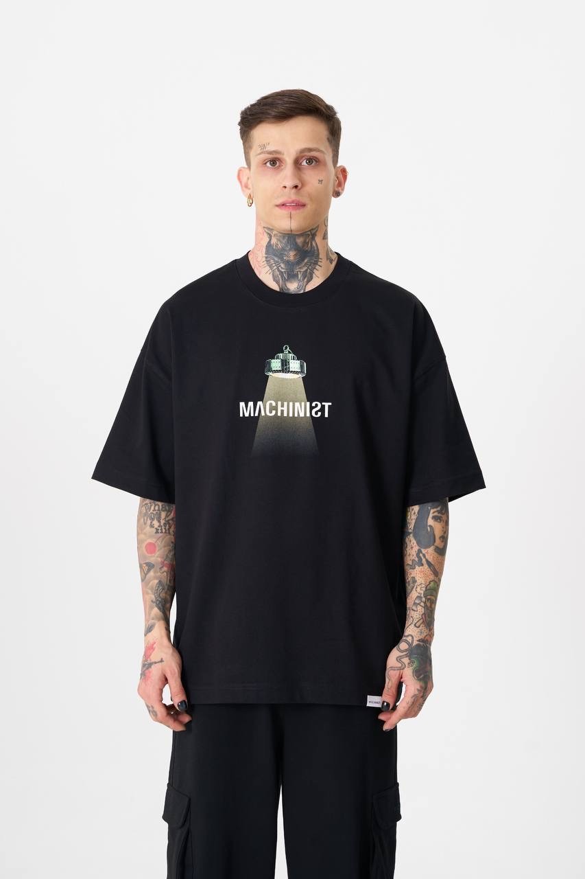 Herb Printed Oversize T-Shirt - Siyah