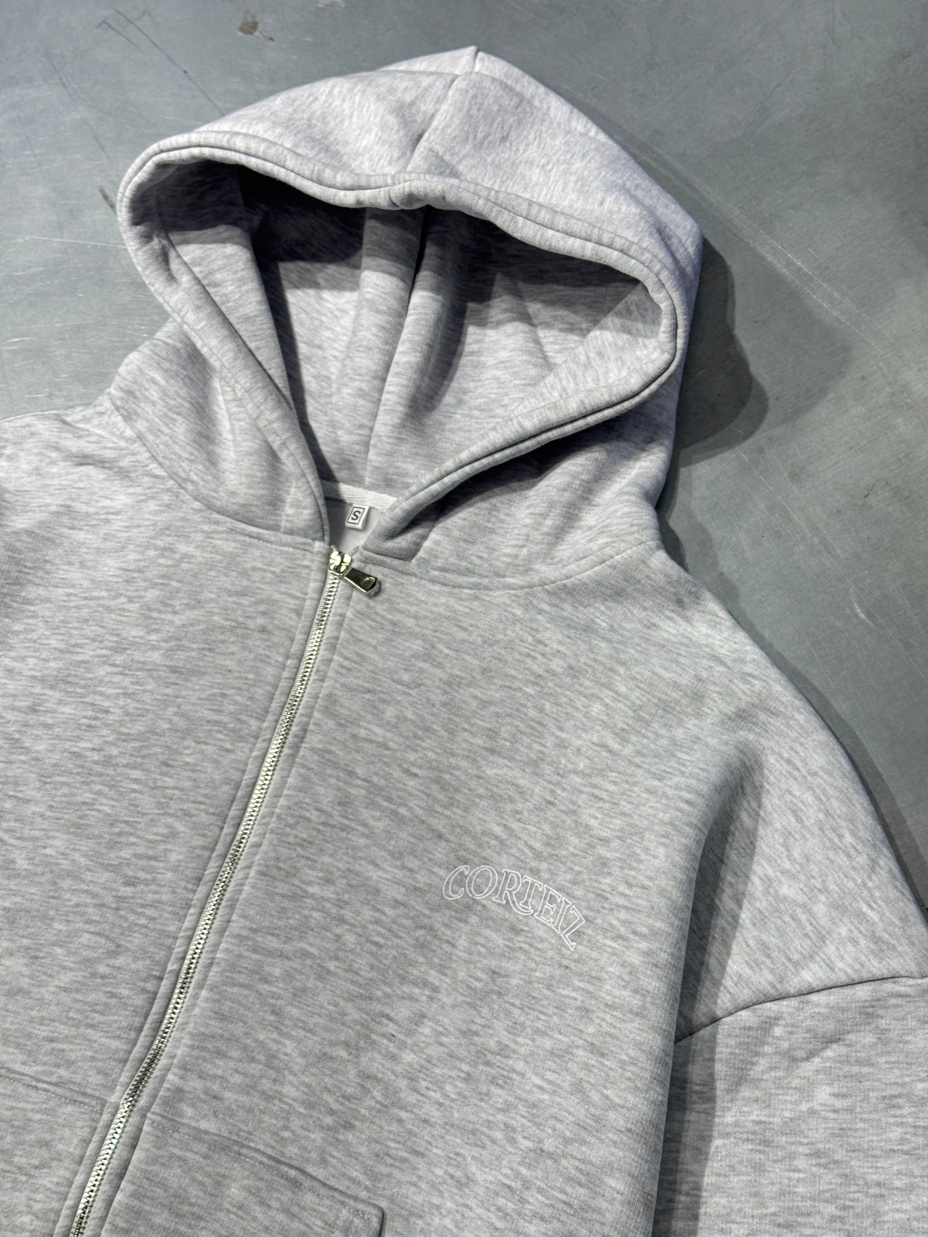 Oversize Corteiz Zip Hoodie Şardonlu - Grimenaj