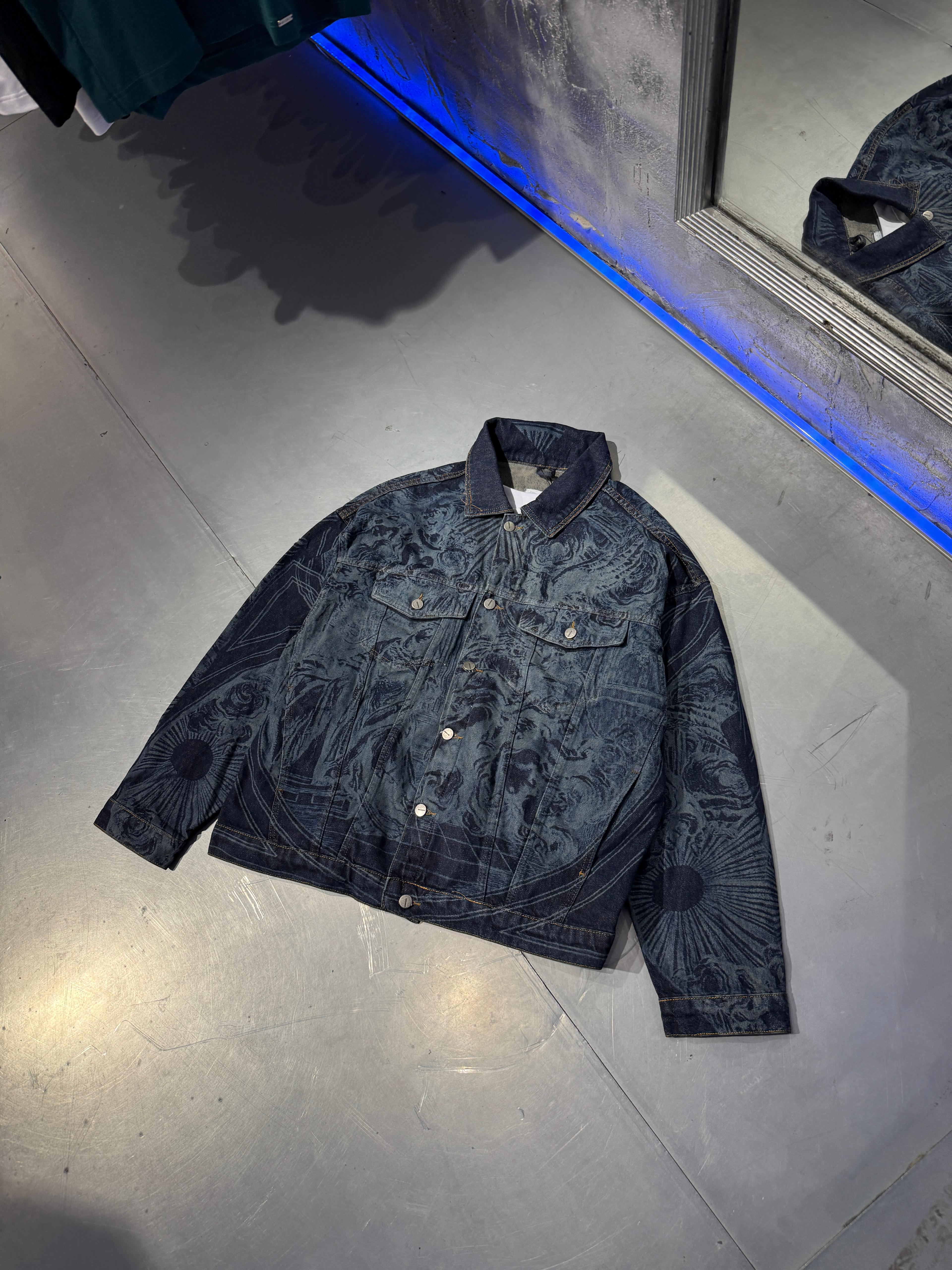 Baroque Patterned Oversiz Denim Jacket