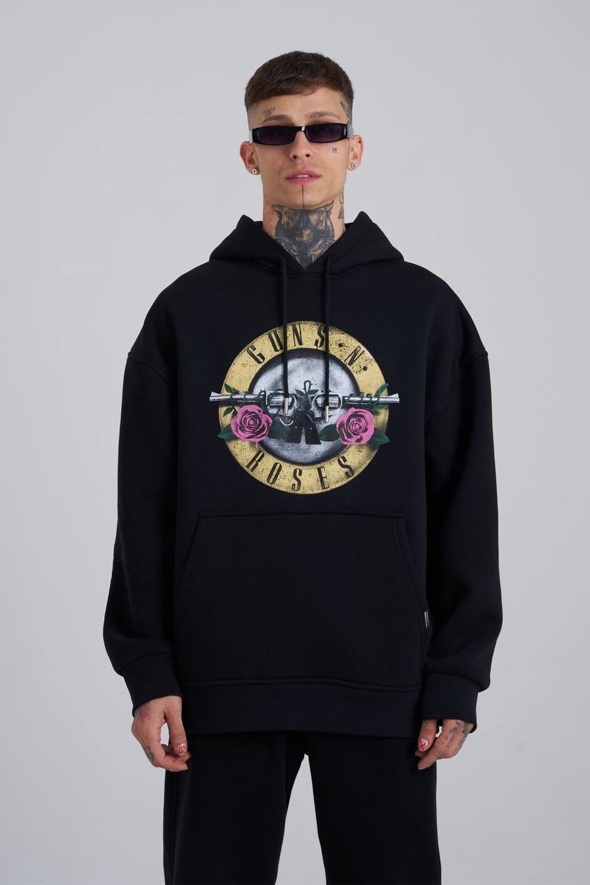 Guns Şardonlu Hoodie - Siyah