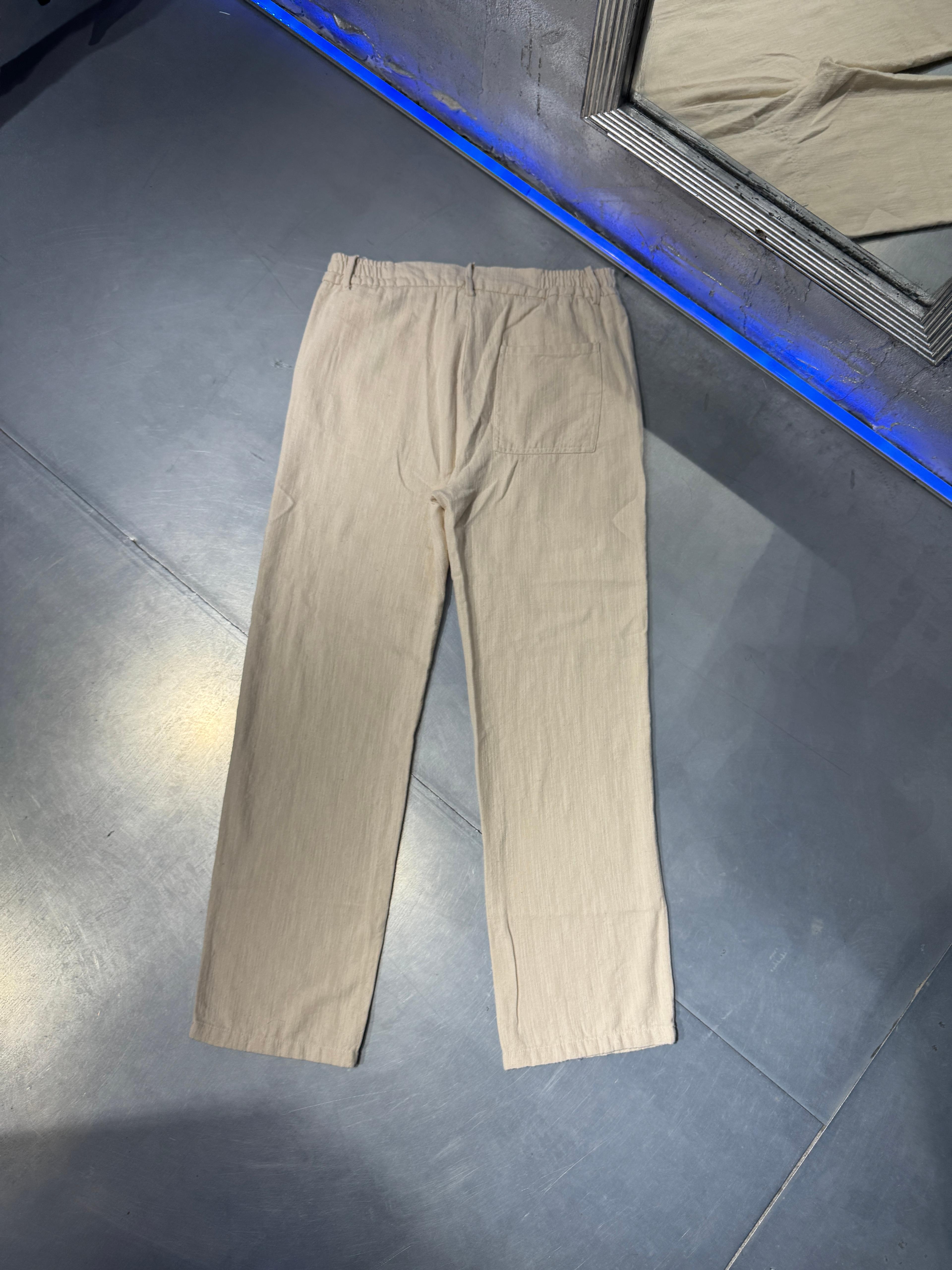 Premium Baggy Keten Pantolon - Soft Beige