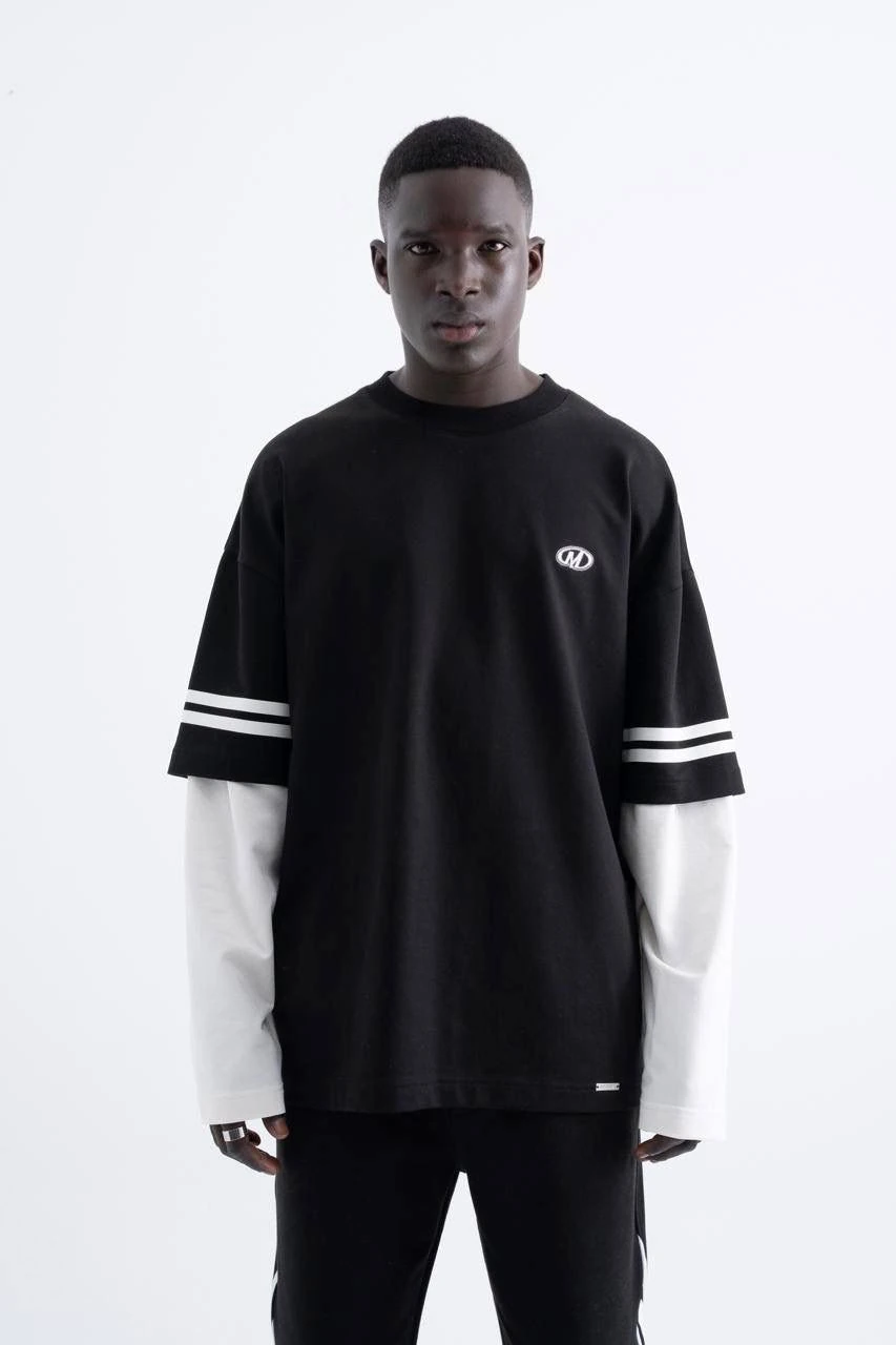 Social Mode Printed Oversize Sweatshirt - Siyah